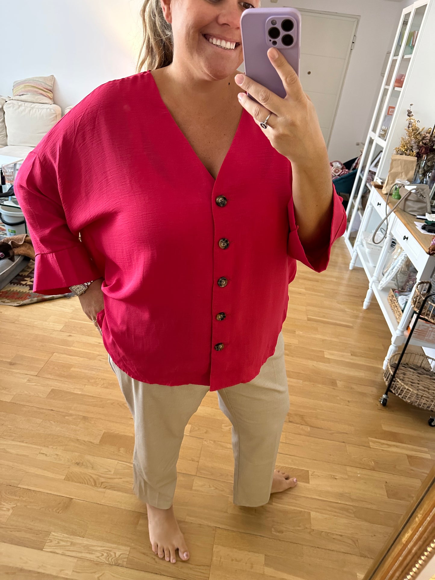 OTRAS. Blusa rosa textura T.u (3xl)