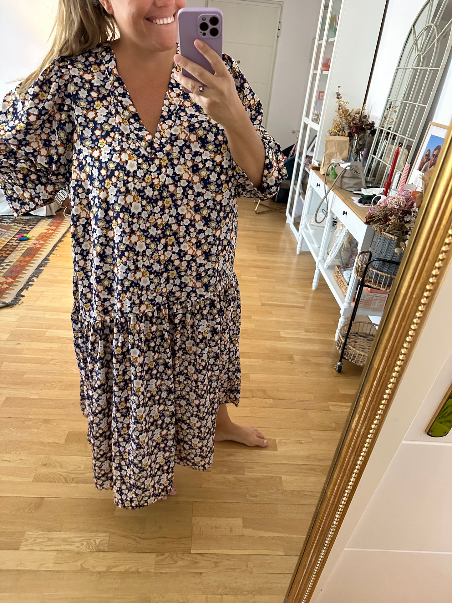 BUGANVILIA. Vestido fluido flores T.u(xxl)