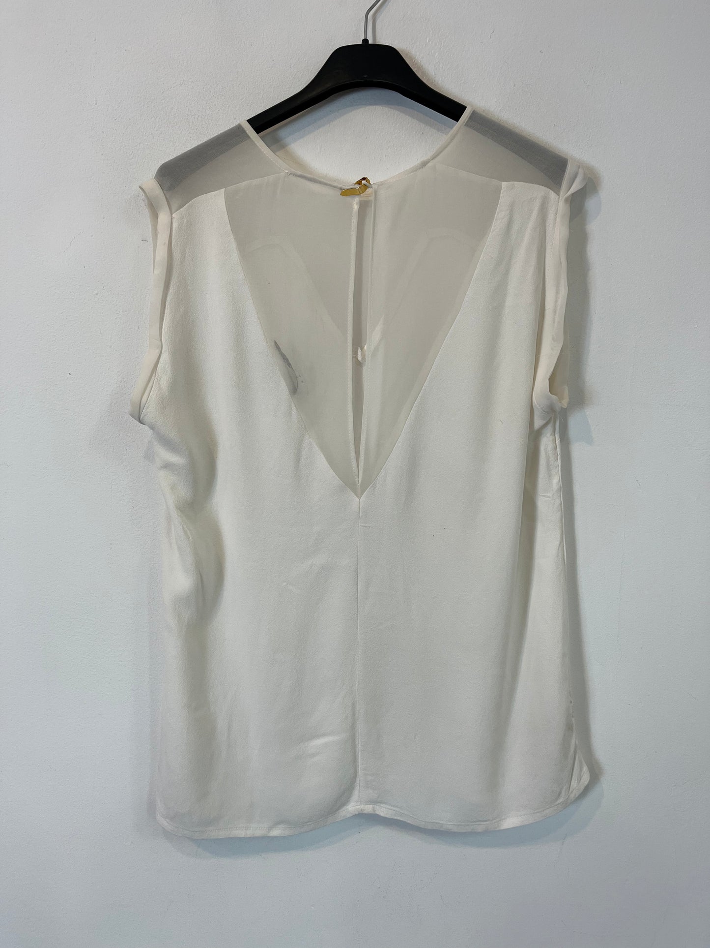 SANDRO. Top blanco esote semi transparente. T 3 (M/L)