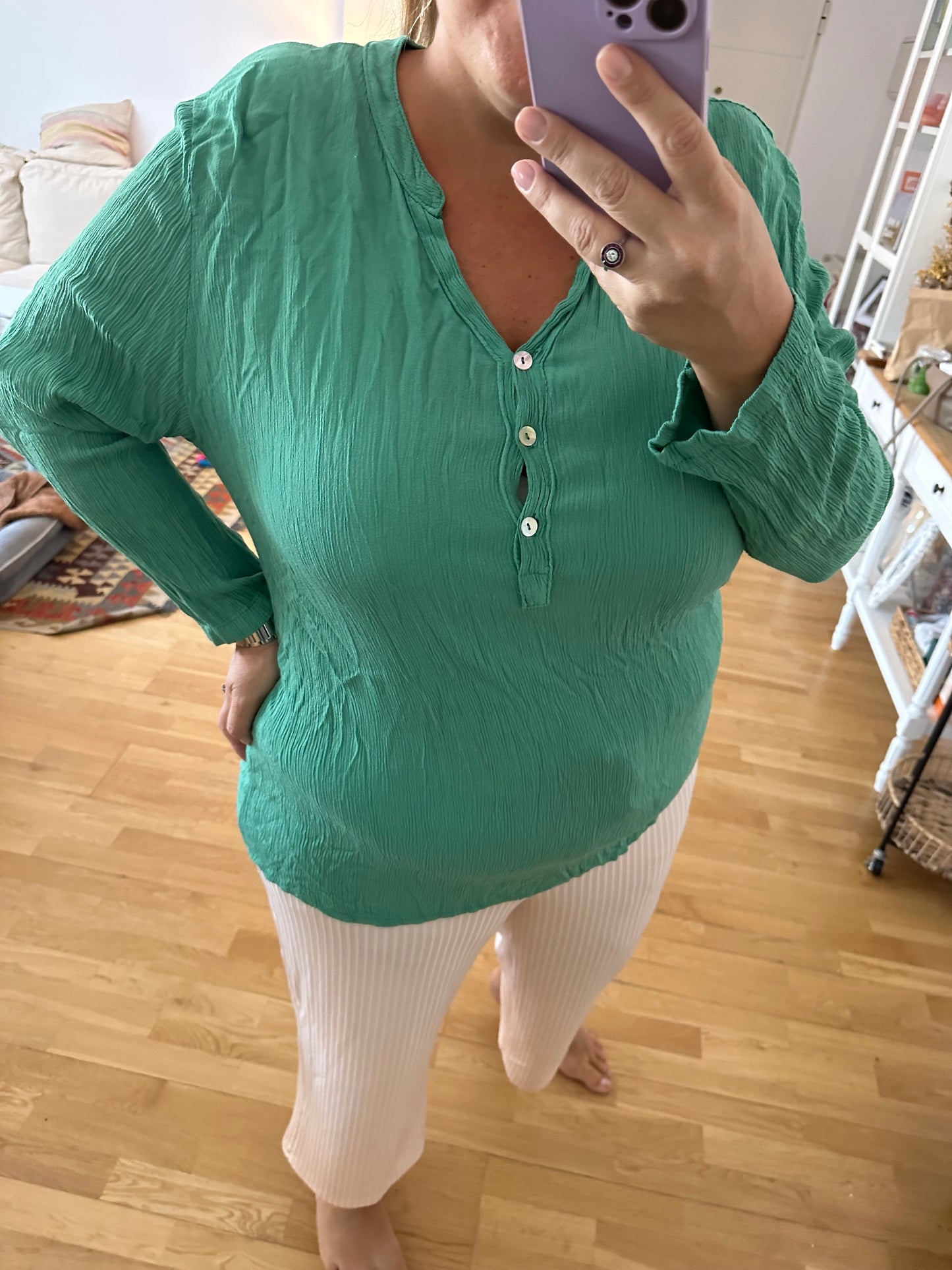 OTRAS. Blusa verde textura T.u (3xl)