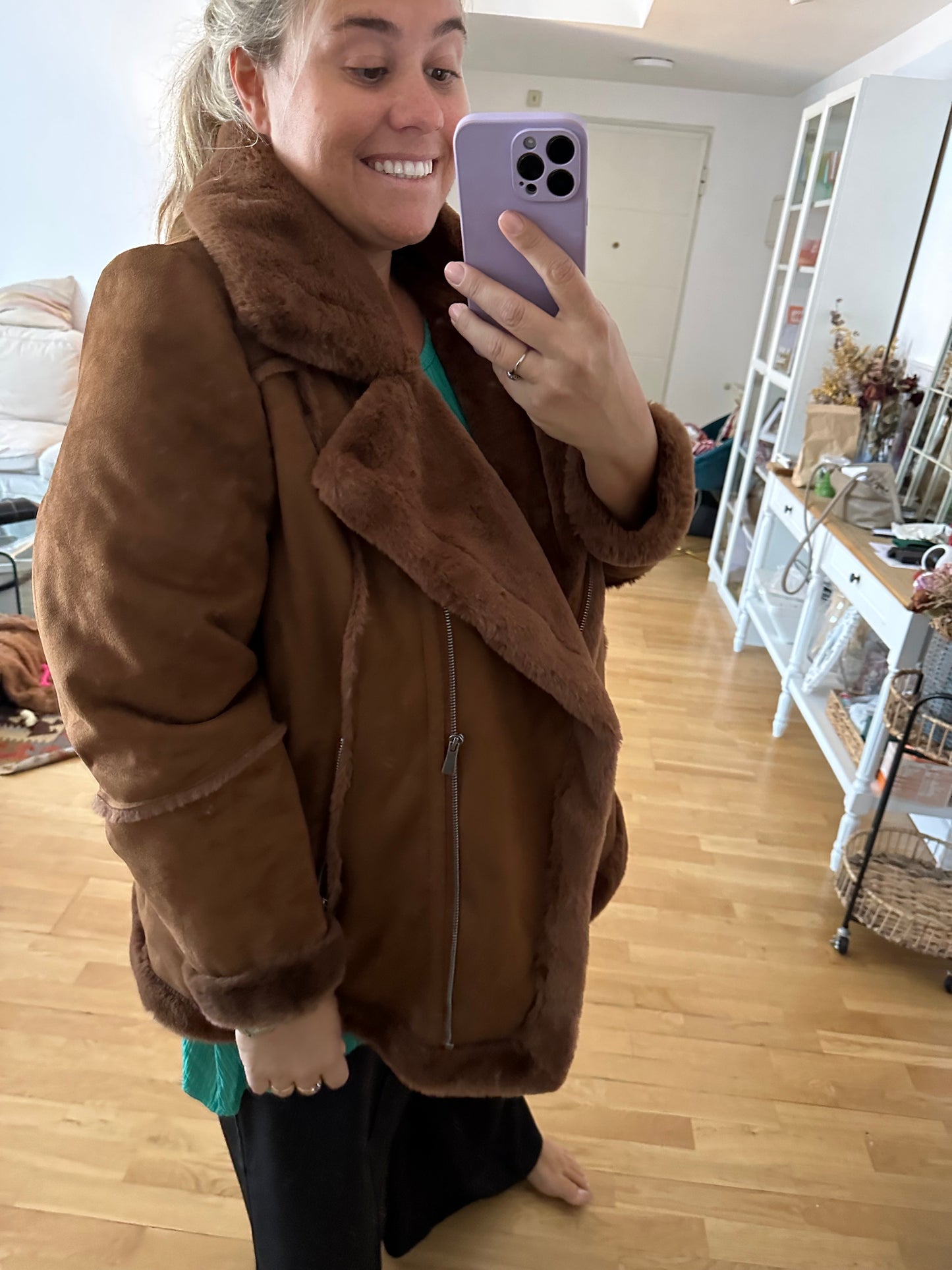 STILE&CO. Brown suede coat T.3XL