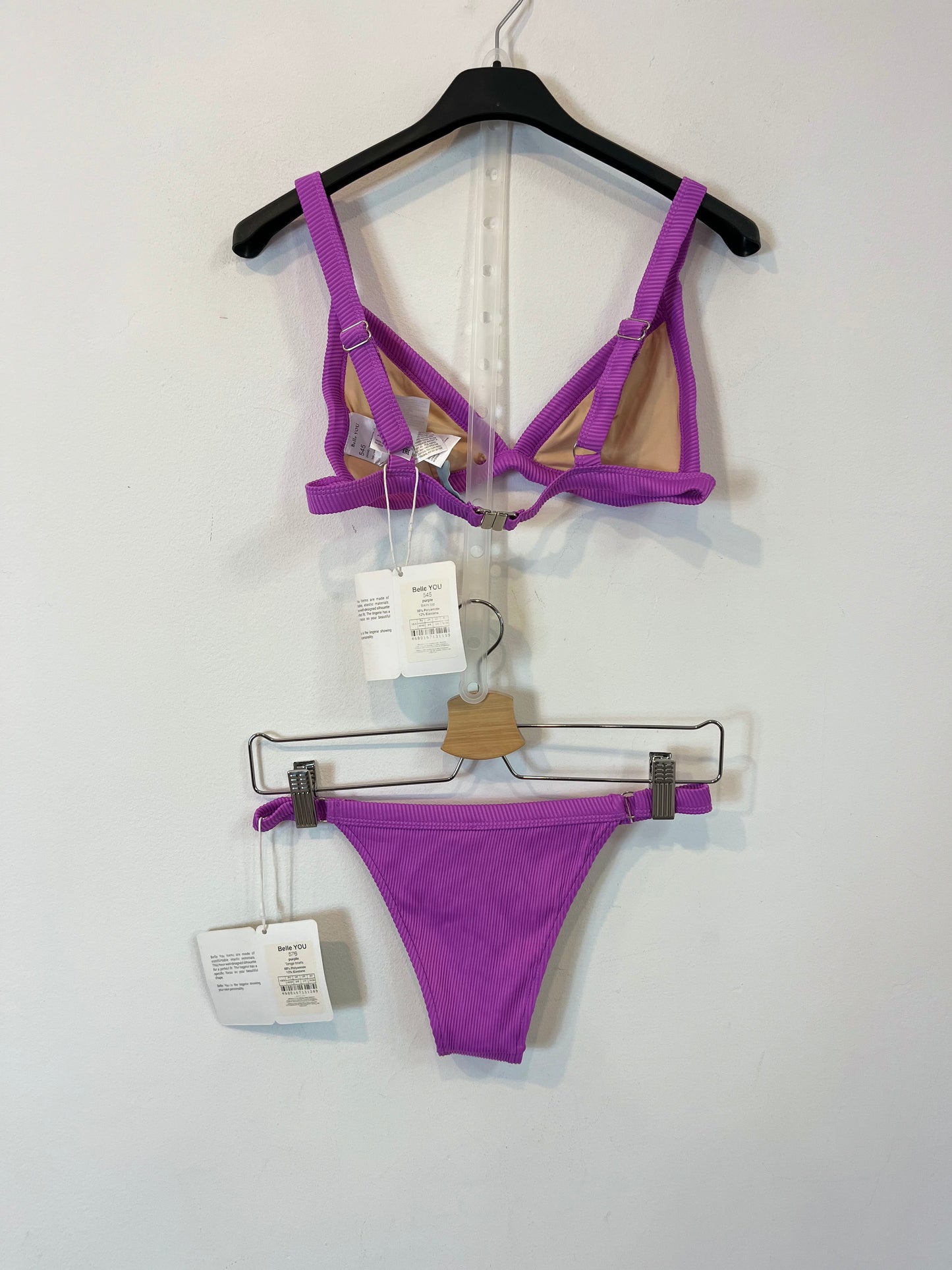 BELLE YOU. Bikini morado canalé T.xs/s