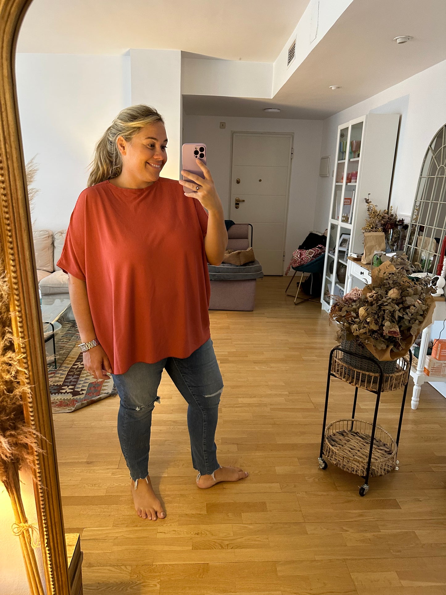 OTRAS. Camiseta canalé teja T.u(3xl)