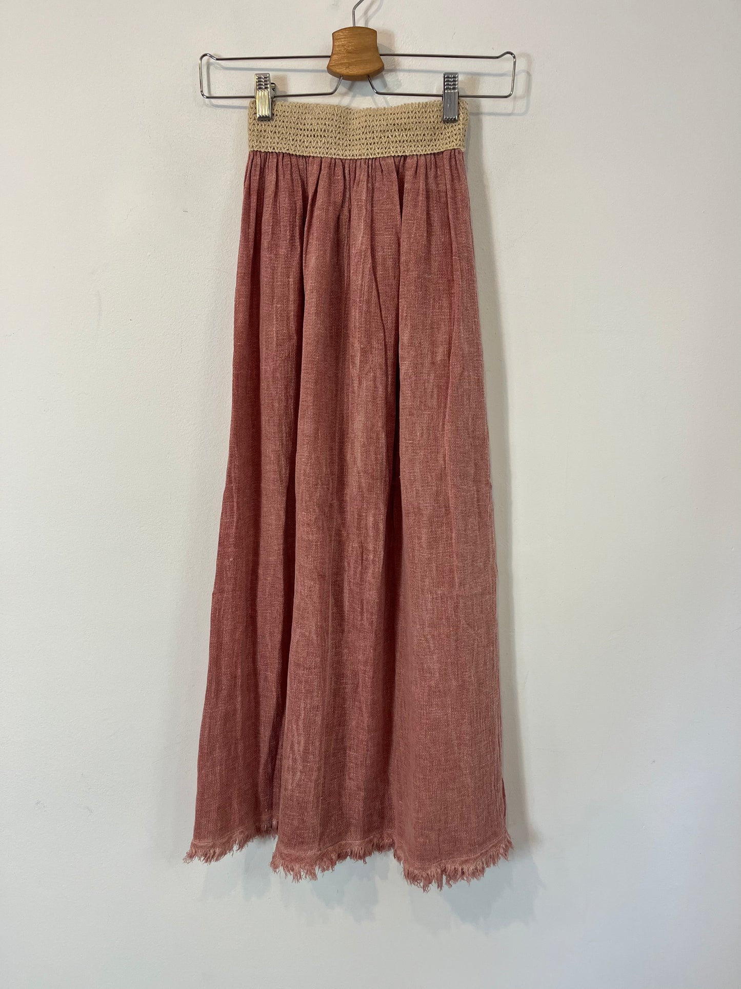 ZUA. Falda rosa con lino TU (xs)