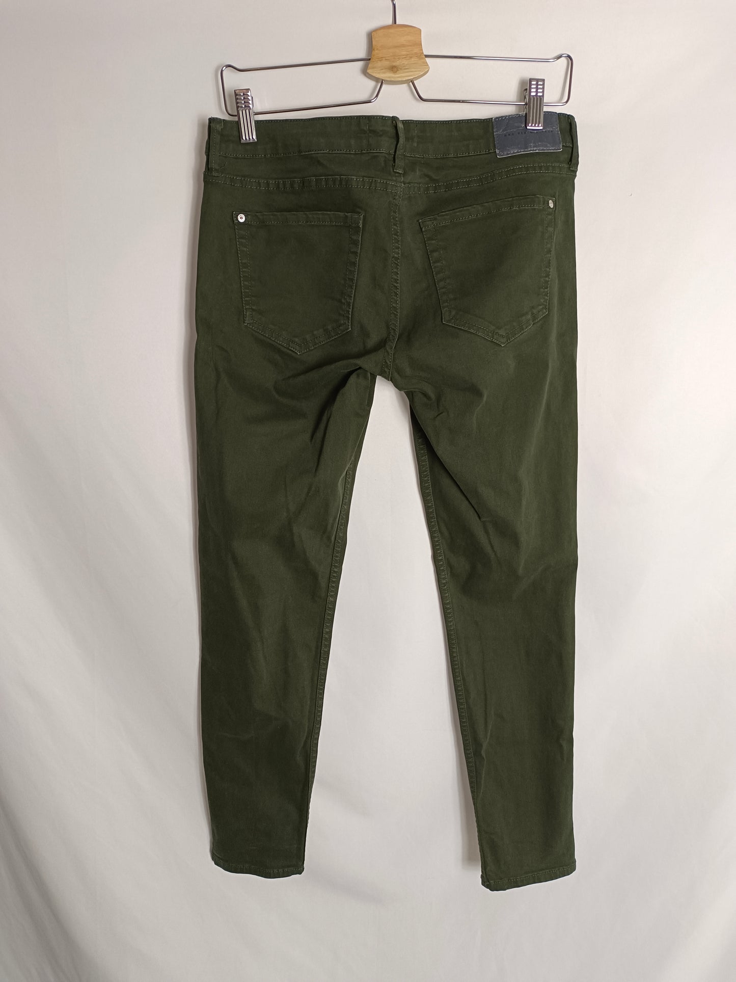 MANGO. Green denim trousers, size 38