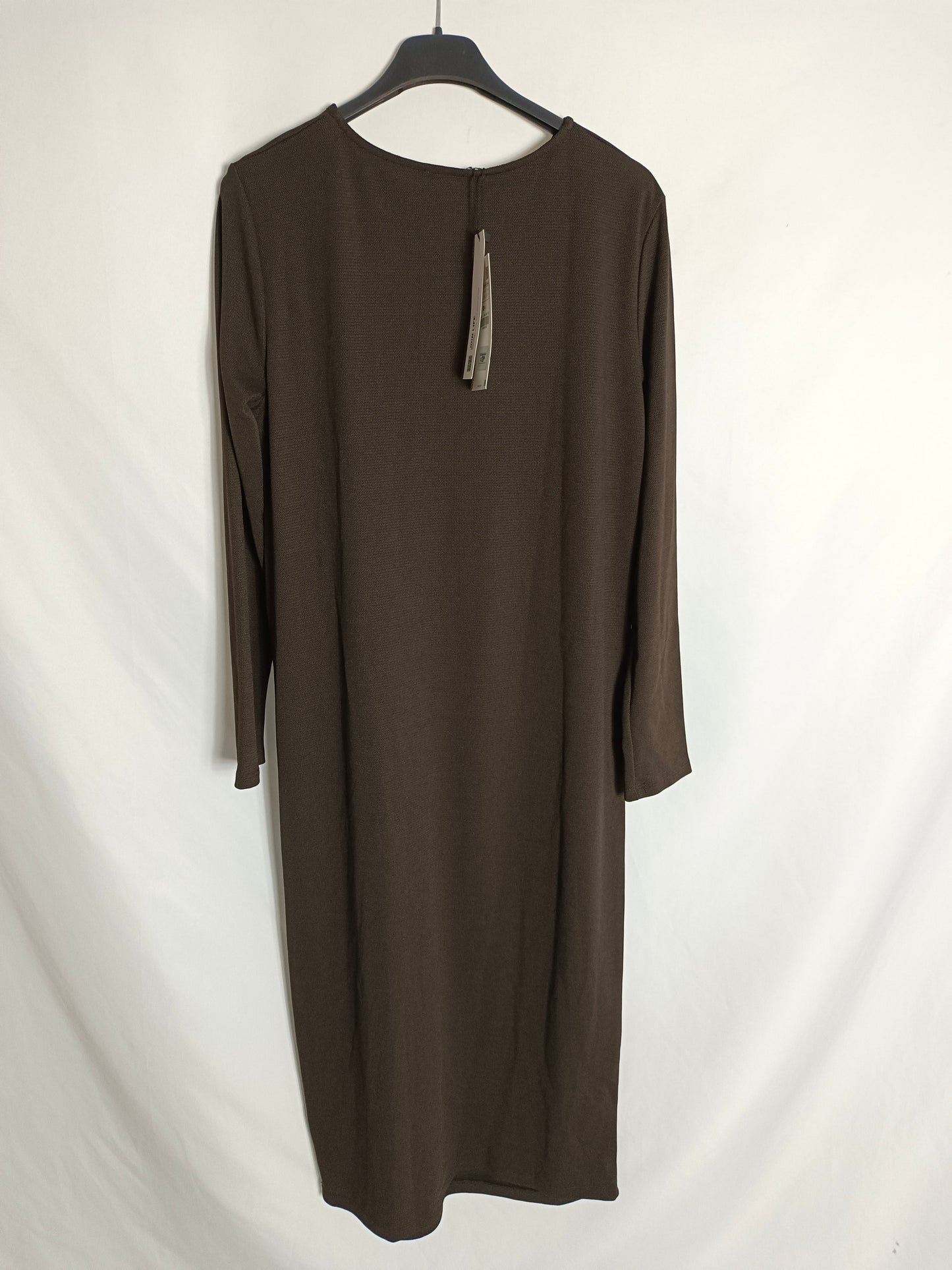 ZARA. Vestido midi marrón T.s