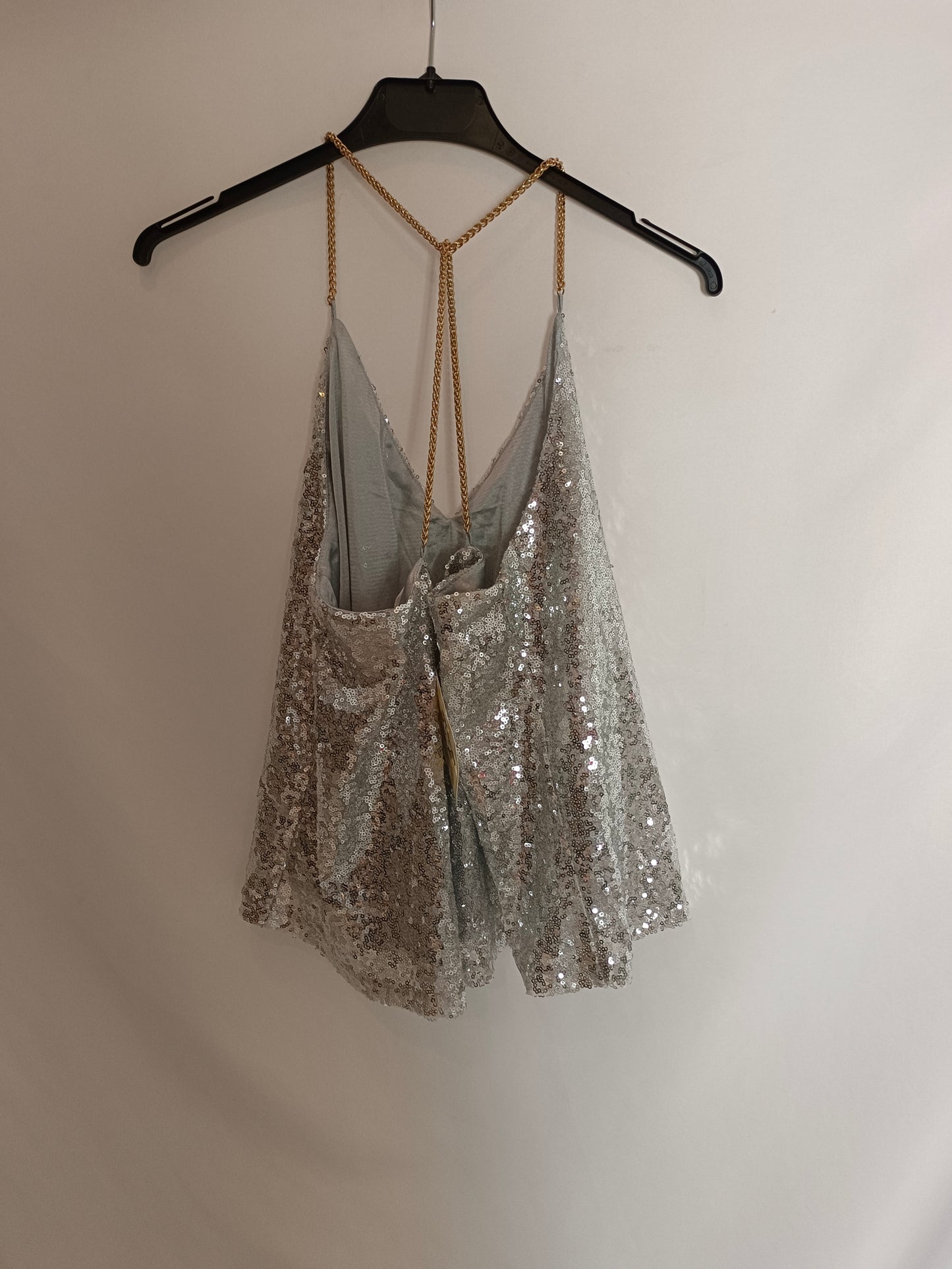 MAY. Top lentejuelas plateado T.m/l