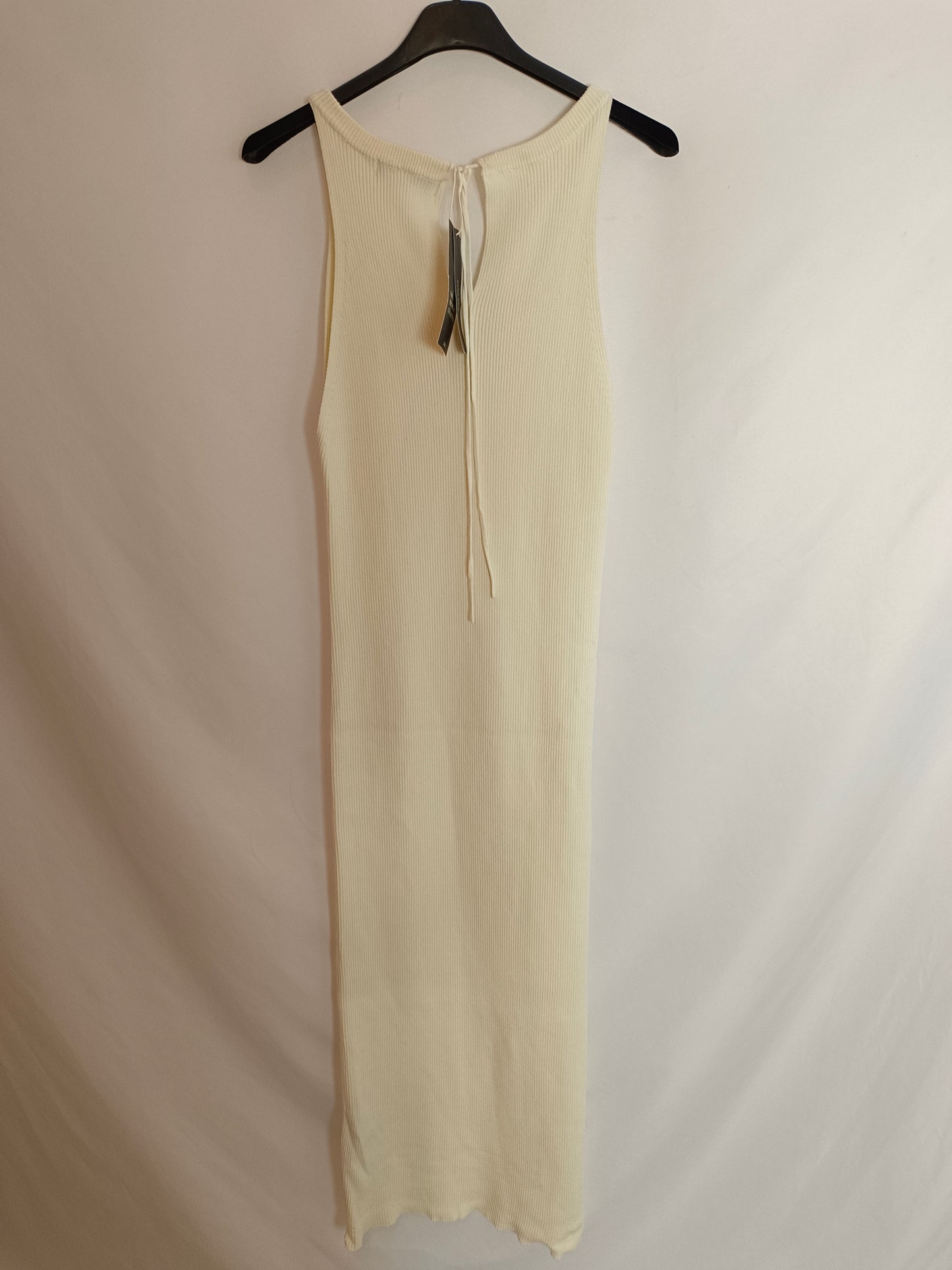 ZARA. Vestido blanco canalé T.m