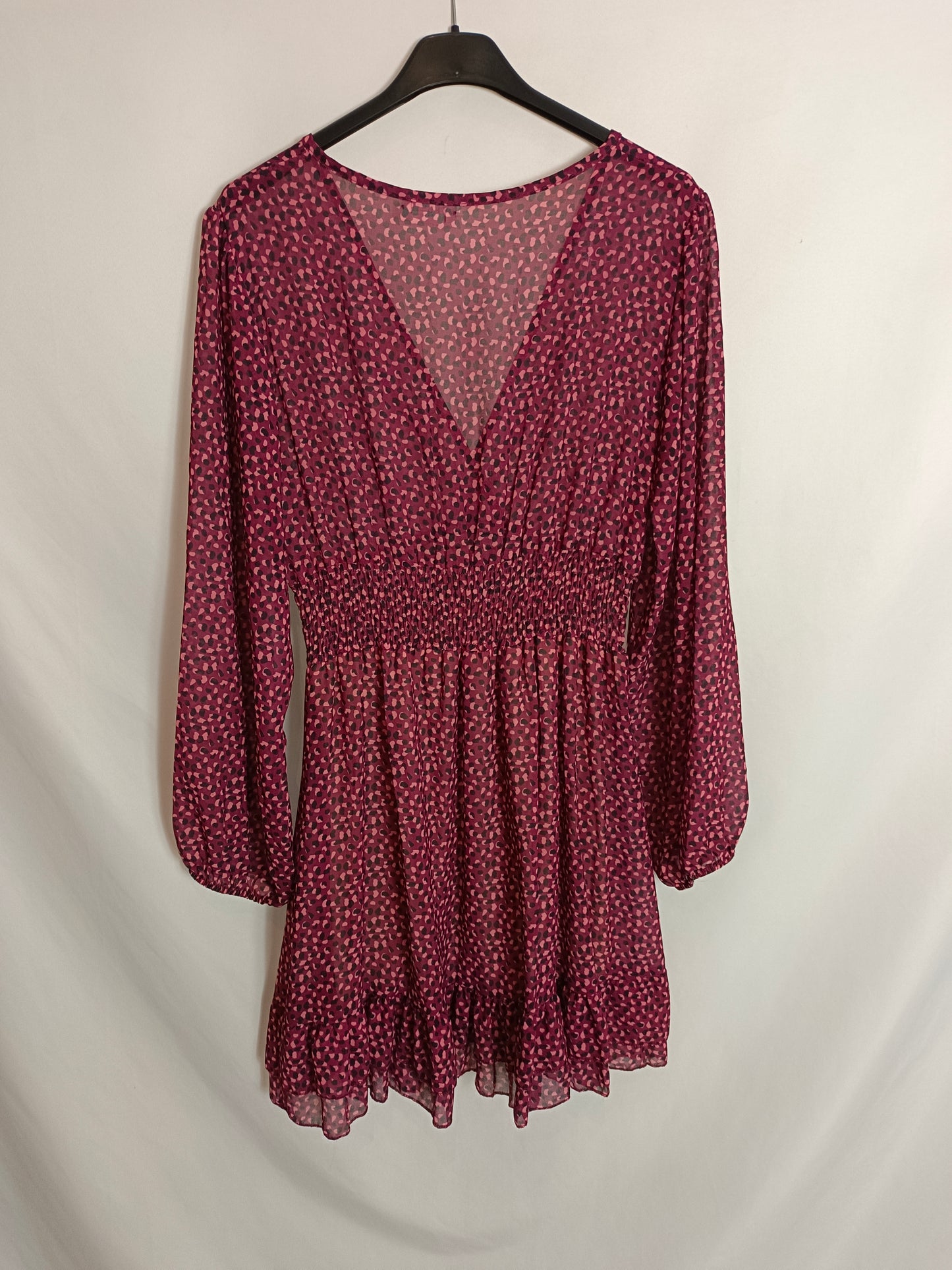 FERSTH. Vestido burdeos estampado T.u(s)