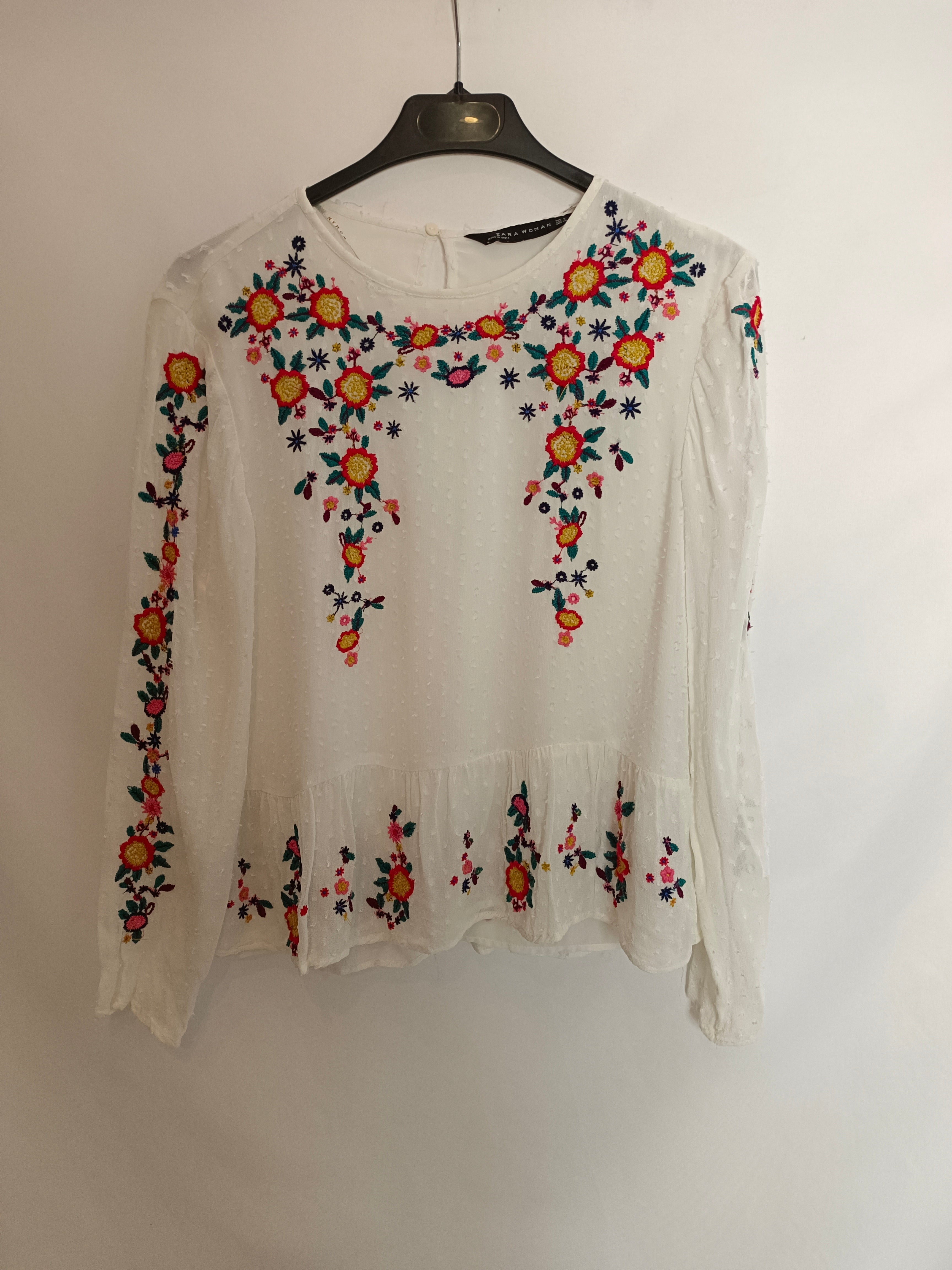 ZARA. Ts embroidered plumeti blouse – Hibuy market