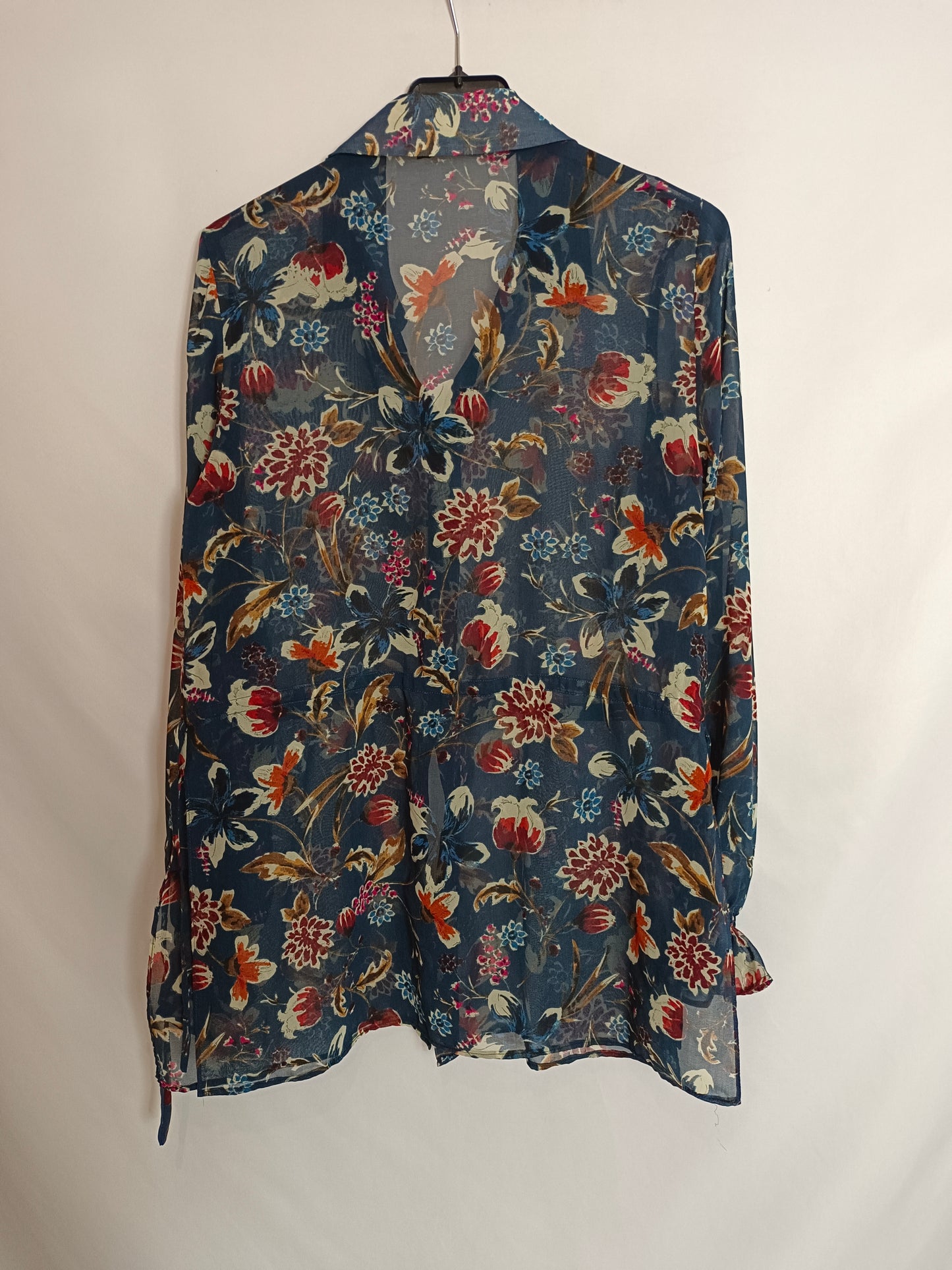 ZARA. Blue floral blouse T.xs