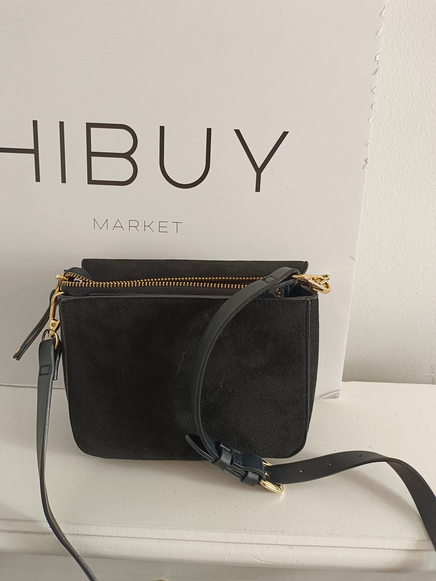 PARFOIS. Black suede bag