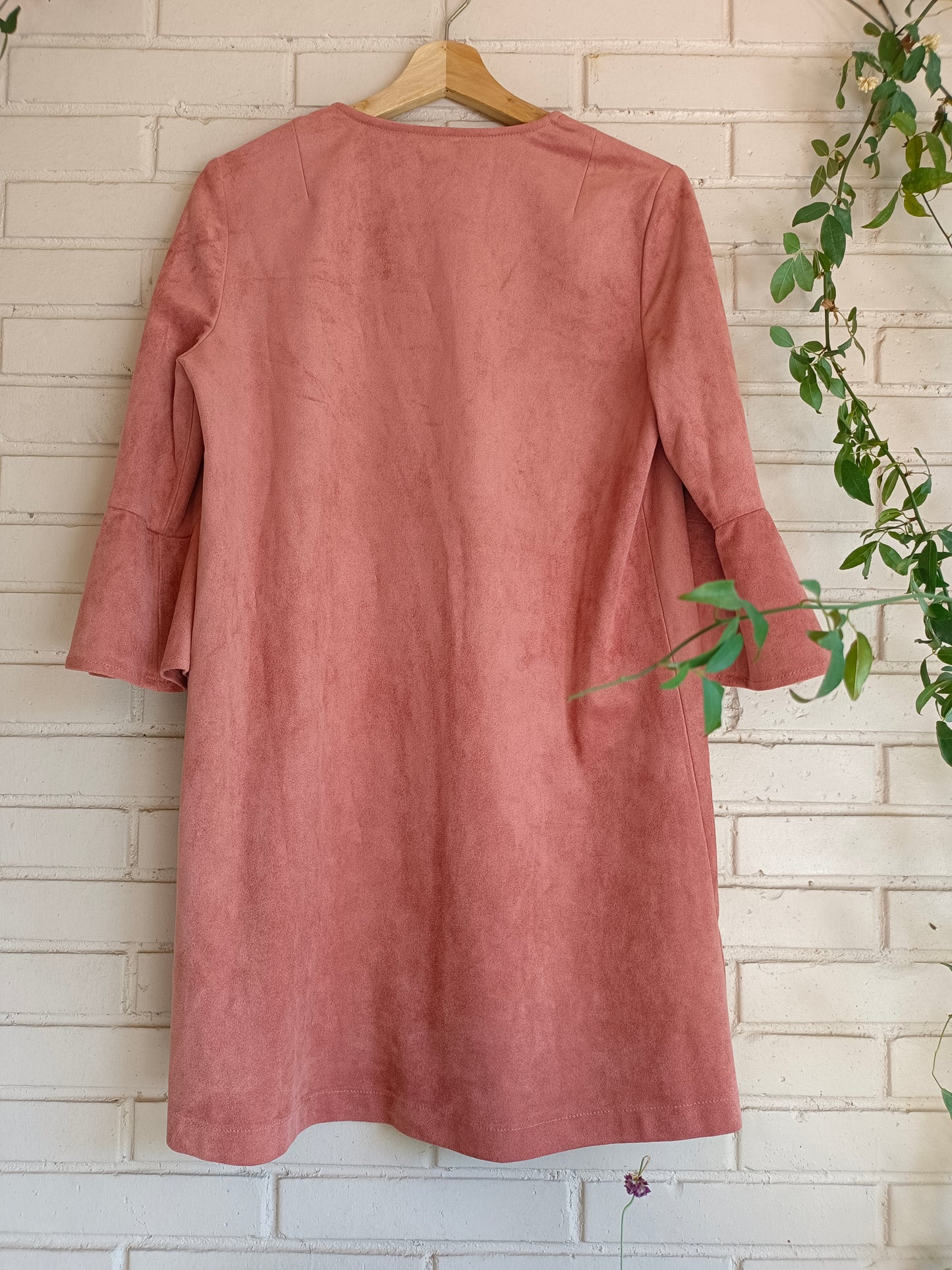 OTRAS. vestido antelina rosa T.xs