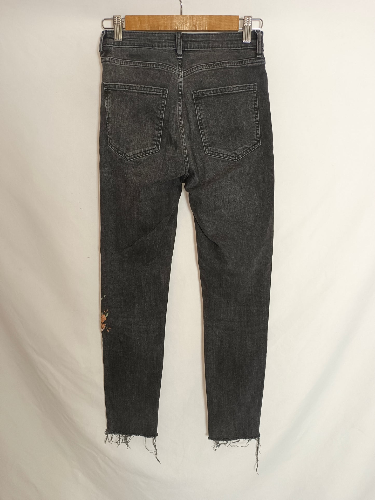 H&M. Black embroidered trousers size 36