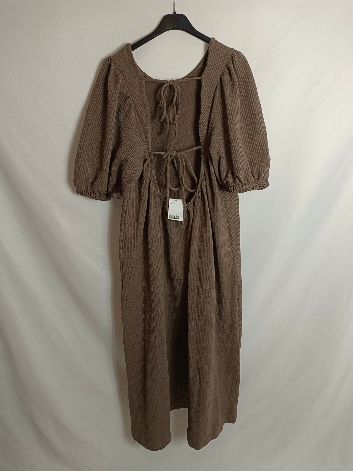 H&M. Vestido largo verde textura T.xl