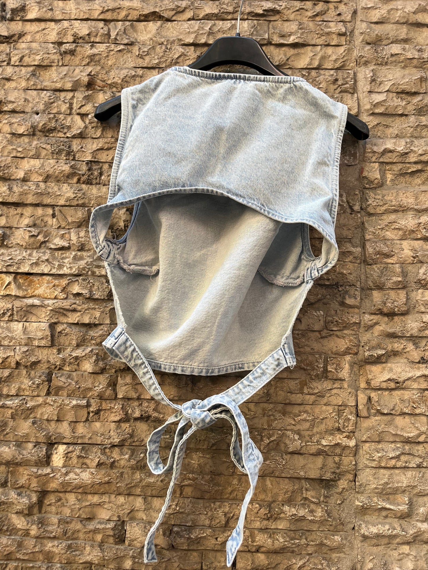 ZARA. Top denim espalda T.s