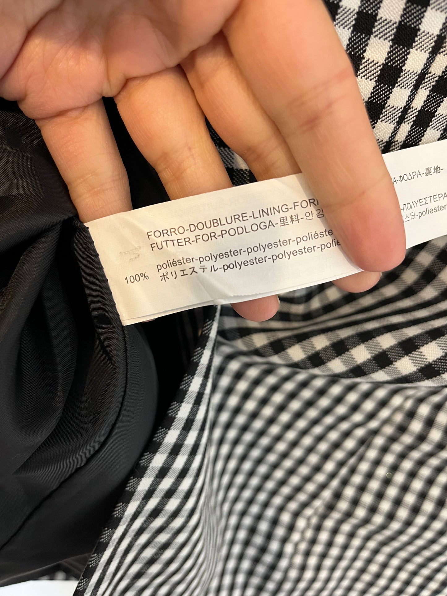 STRADIVARIUS. Blazer vichy blanco y negro. T L