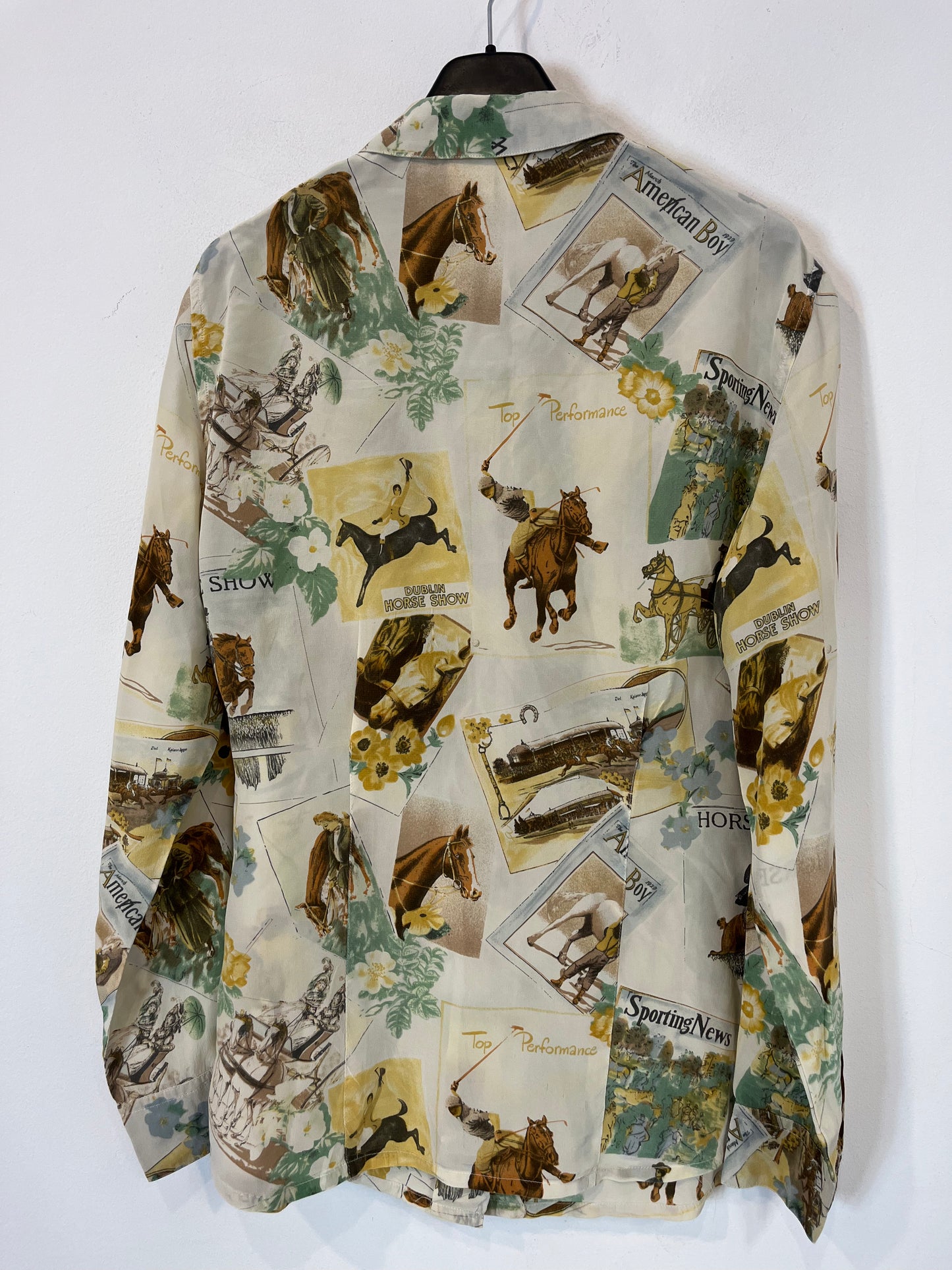 SPORTMAX. Blusa seda estampado caballos. T 40 (M)