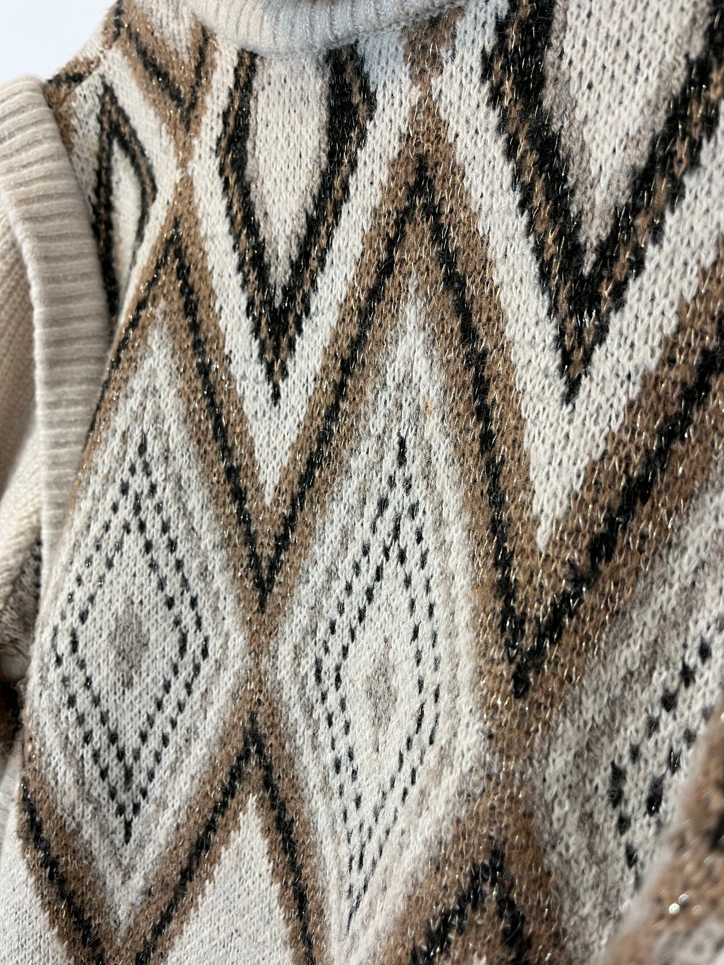 HOUSE OF HARLOW 1960. Jersey beige rombos T. M