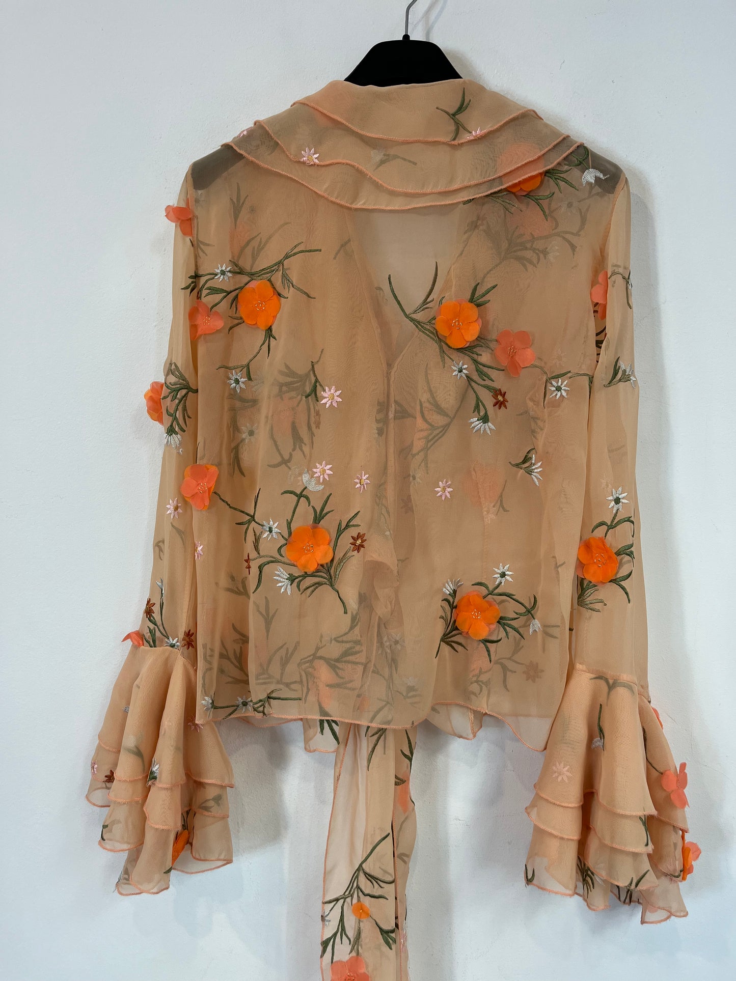 JEFF GALLANO. Embroidered wrap top.. TM