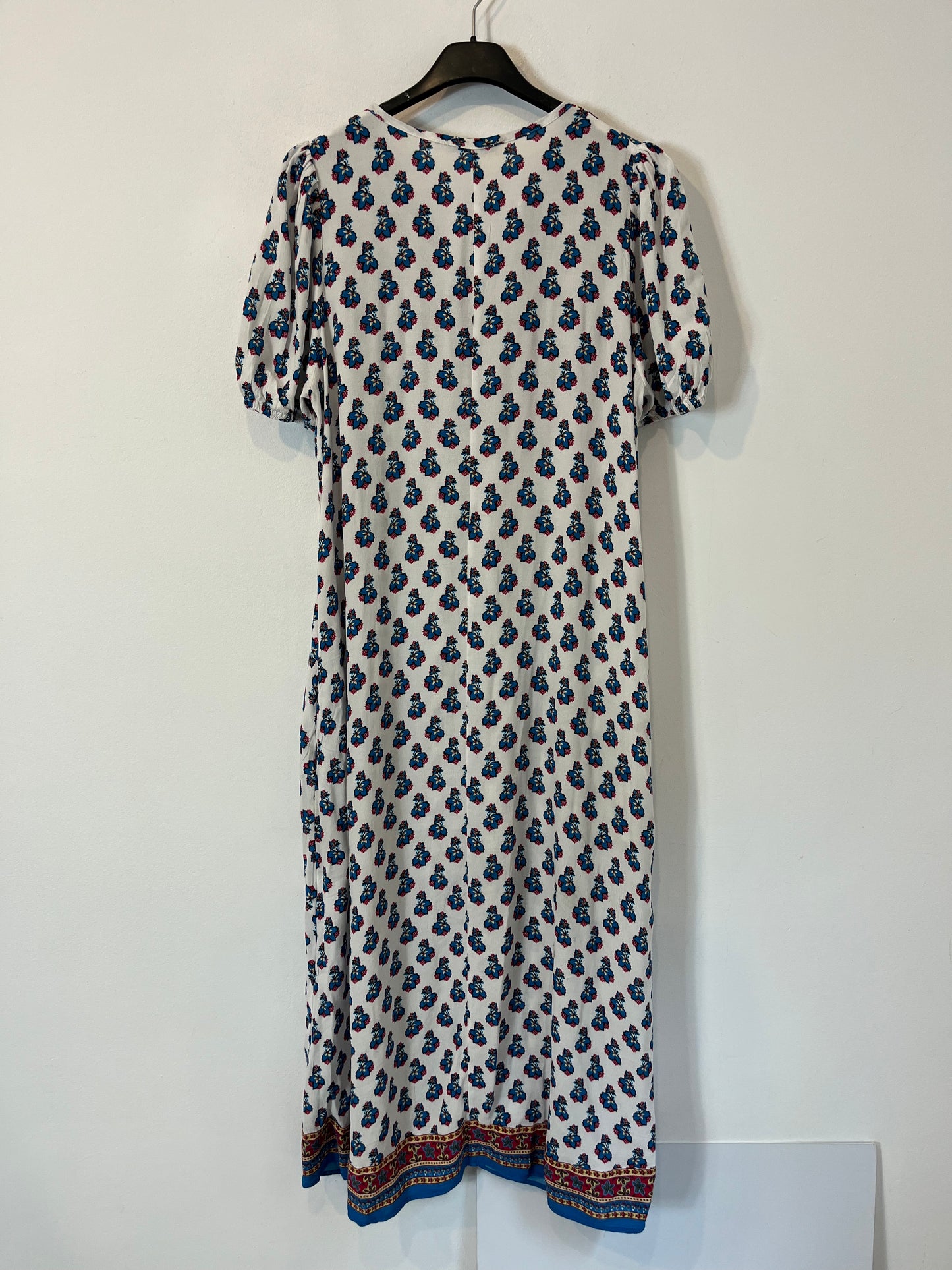 MAGNOLYA. Vestido blanco flores azules T.00(xs)