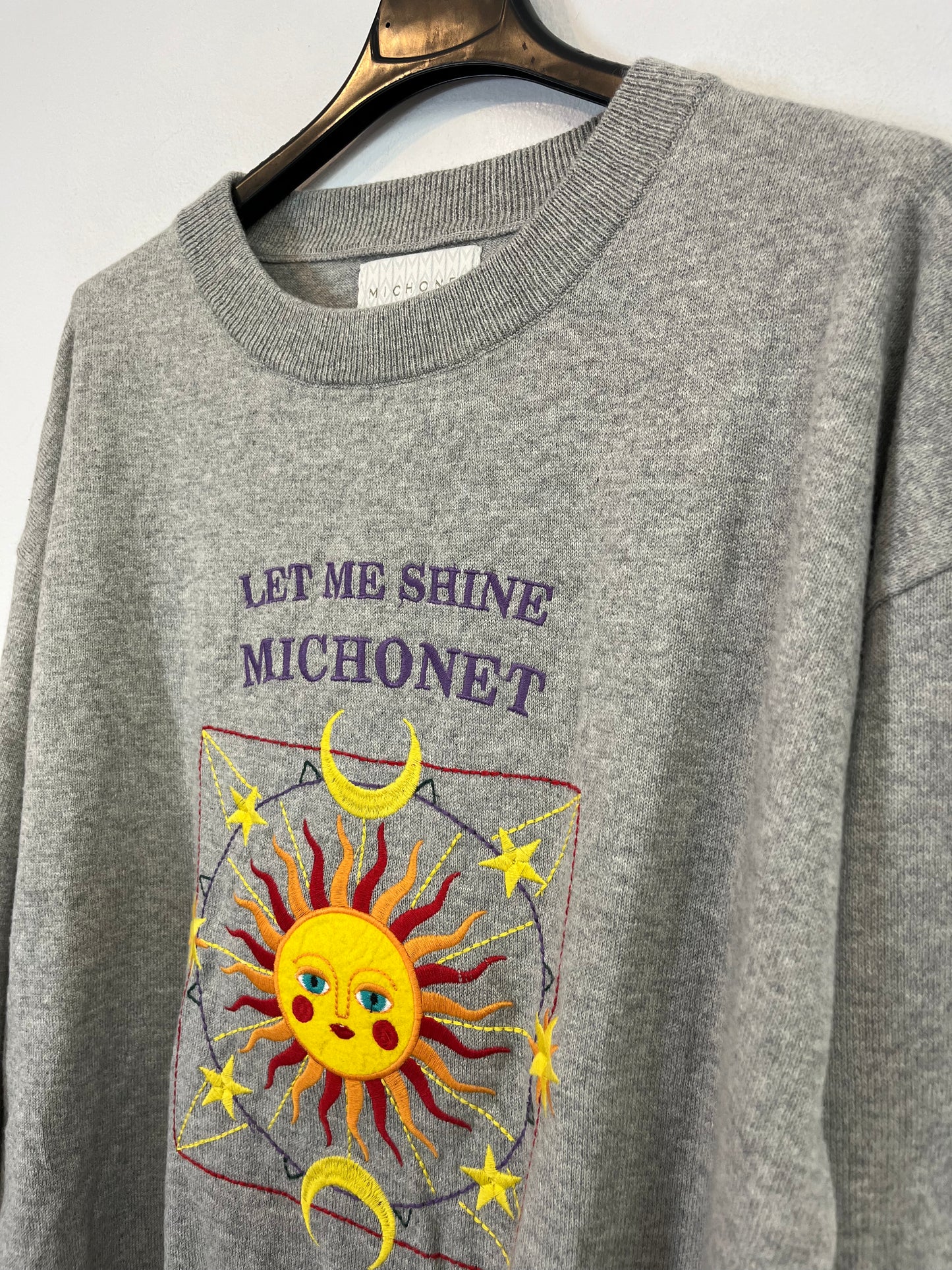 MICHONET. Jersey fino gris bordados. T M