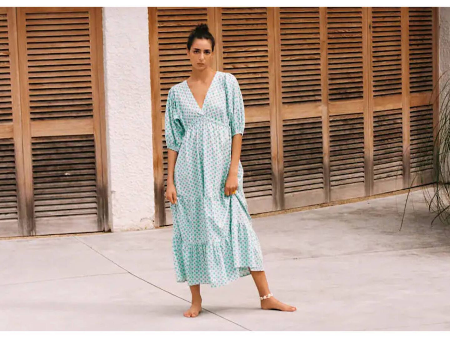 MANGO. Vestido largo estilo booho estampado floral