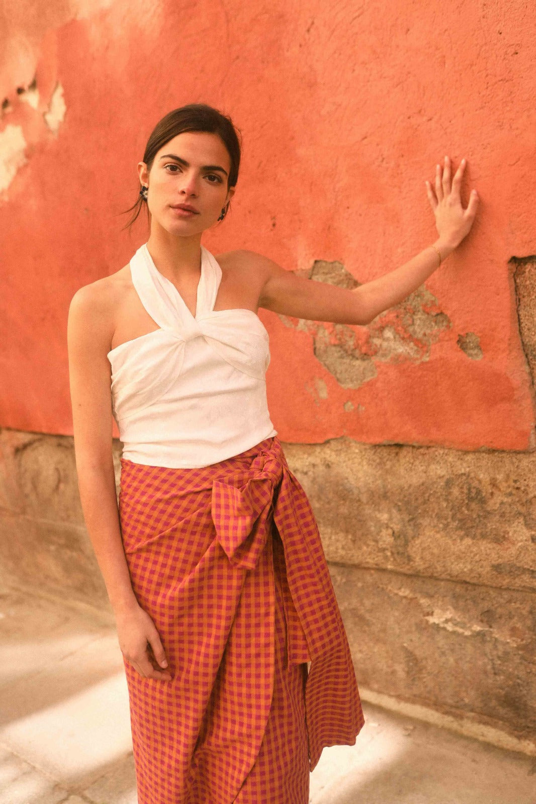 MIMOKI. Falda midi pareo vichy