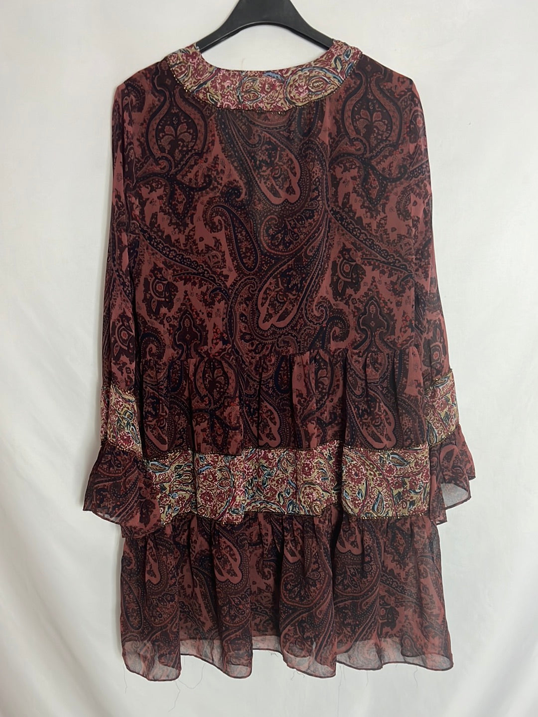 ZARA. Vestido estampado amebas y abalorios. T S