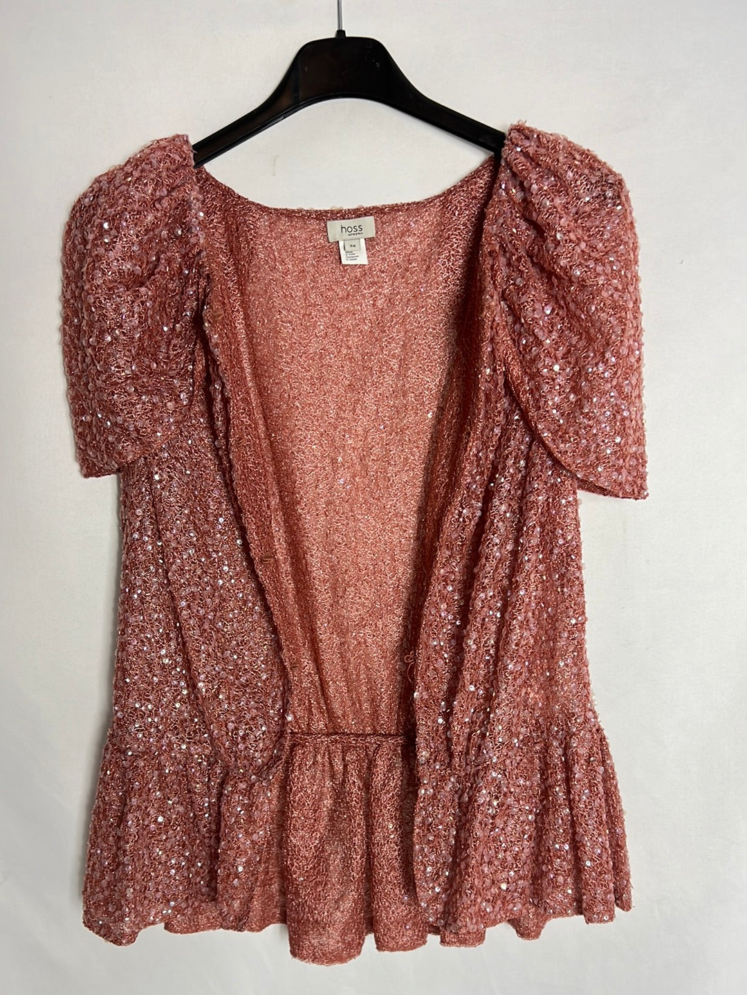 INTROPIA. Top lentejuelas rosa corchetes. T 38