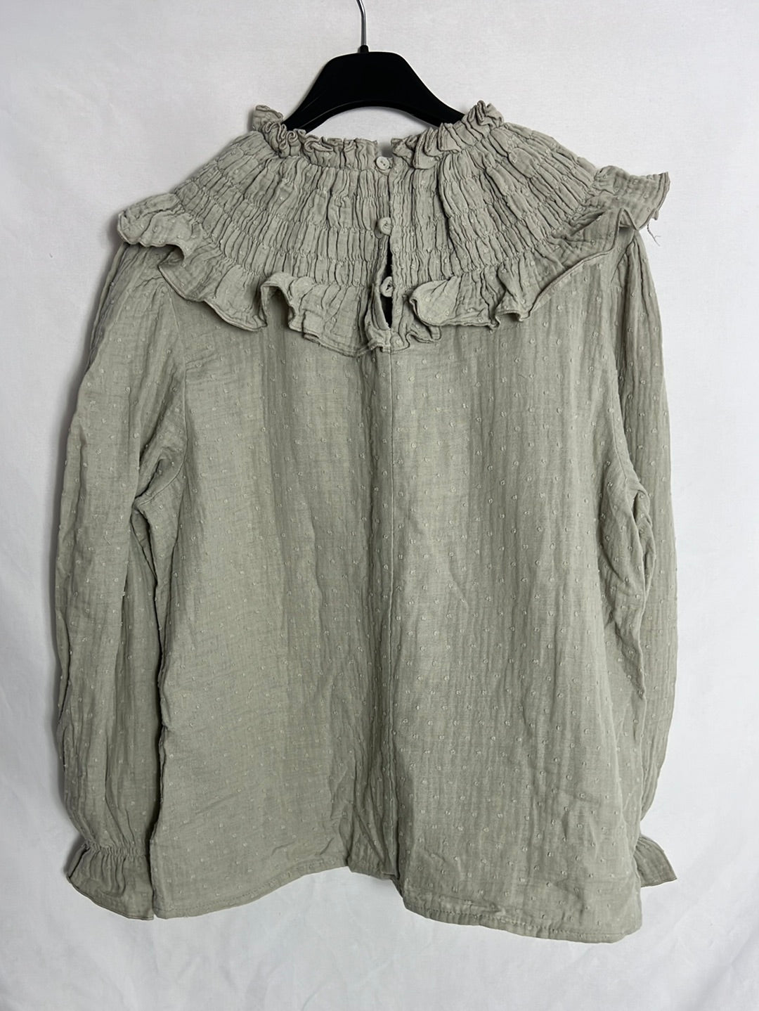 RITAVON. Blusa plumeti escote nido de abeja. T 38