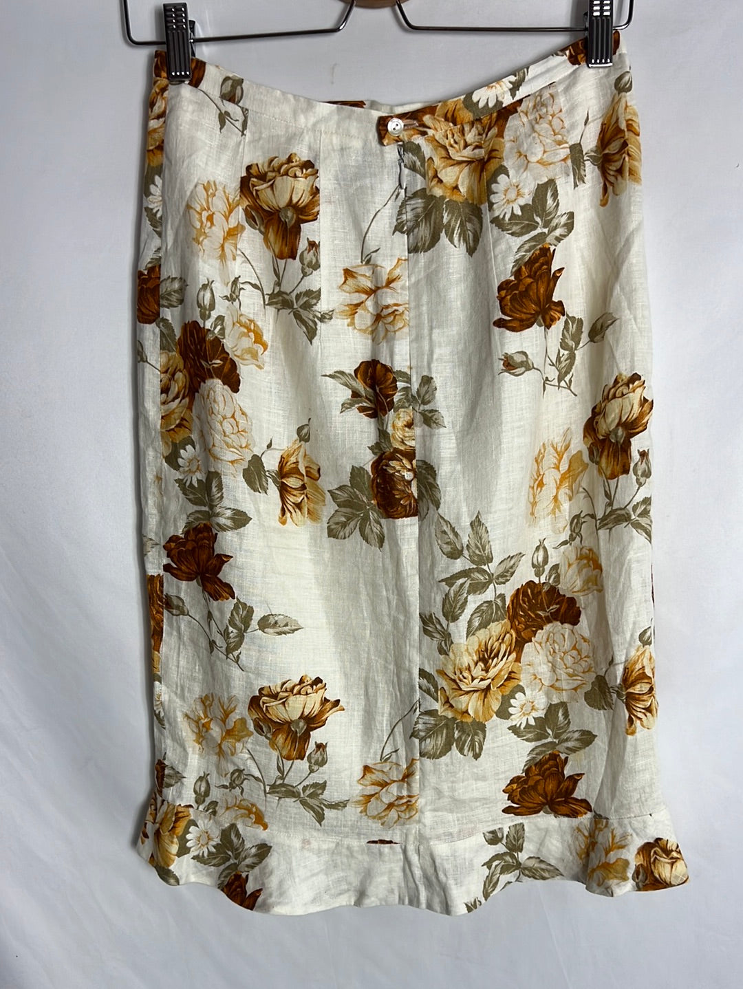 JAVIER OROQUIETA. Total look falda y top lino estampado. T 40 (tara)