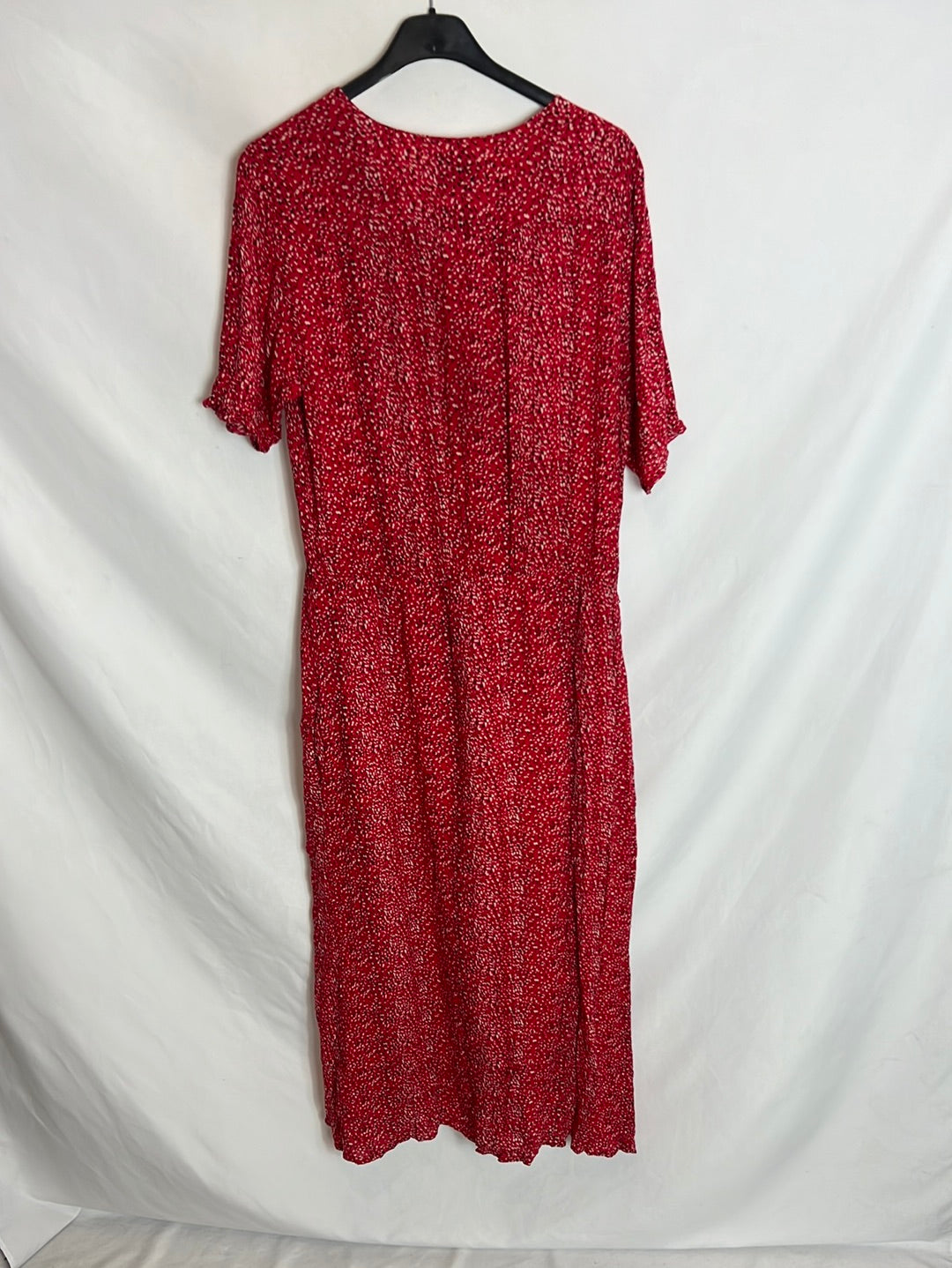 FINN FLARE. Vestido midi rojo estampado. T.M