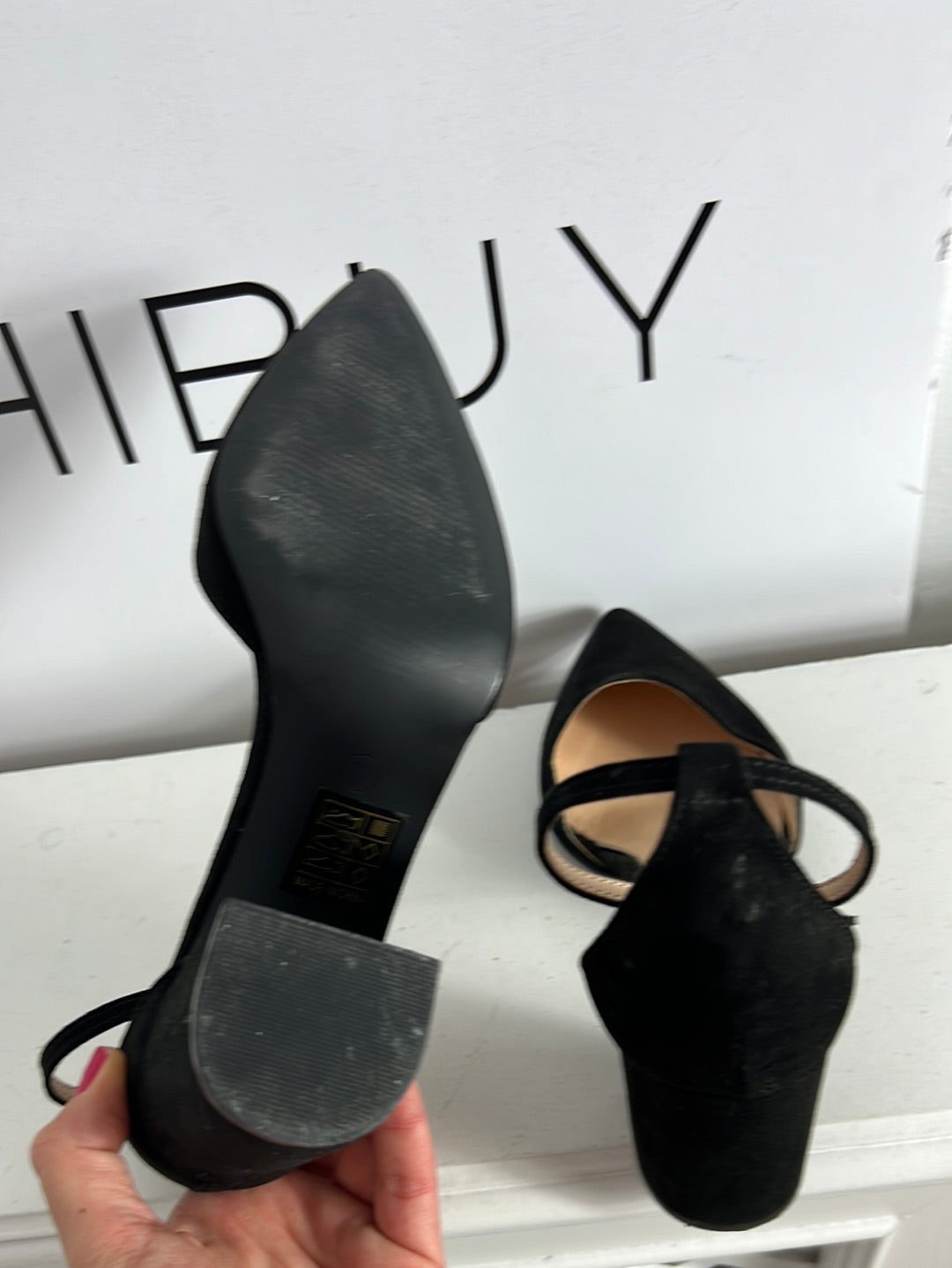 TULIPANO. Black high heels with ankle buckle. Size 37