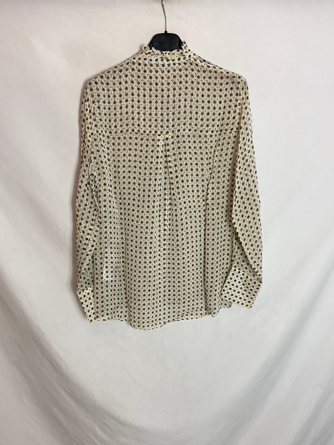 MASSIMO DUTTI. Blusa volantes estampada T.36
