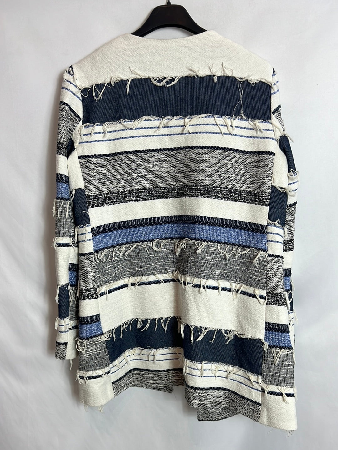 ZARA. Long striped and fringed jacket. TS