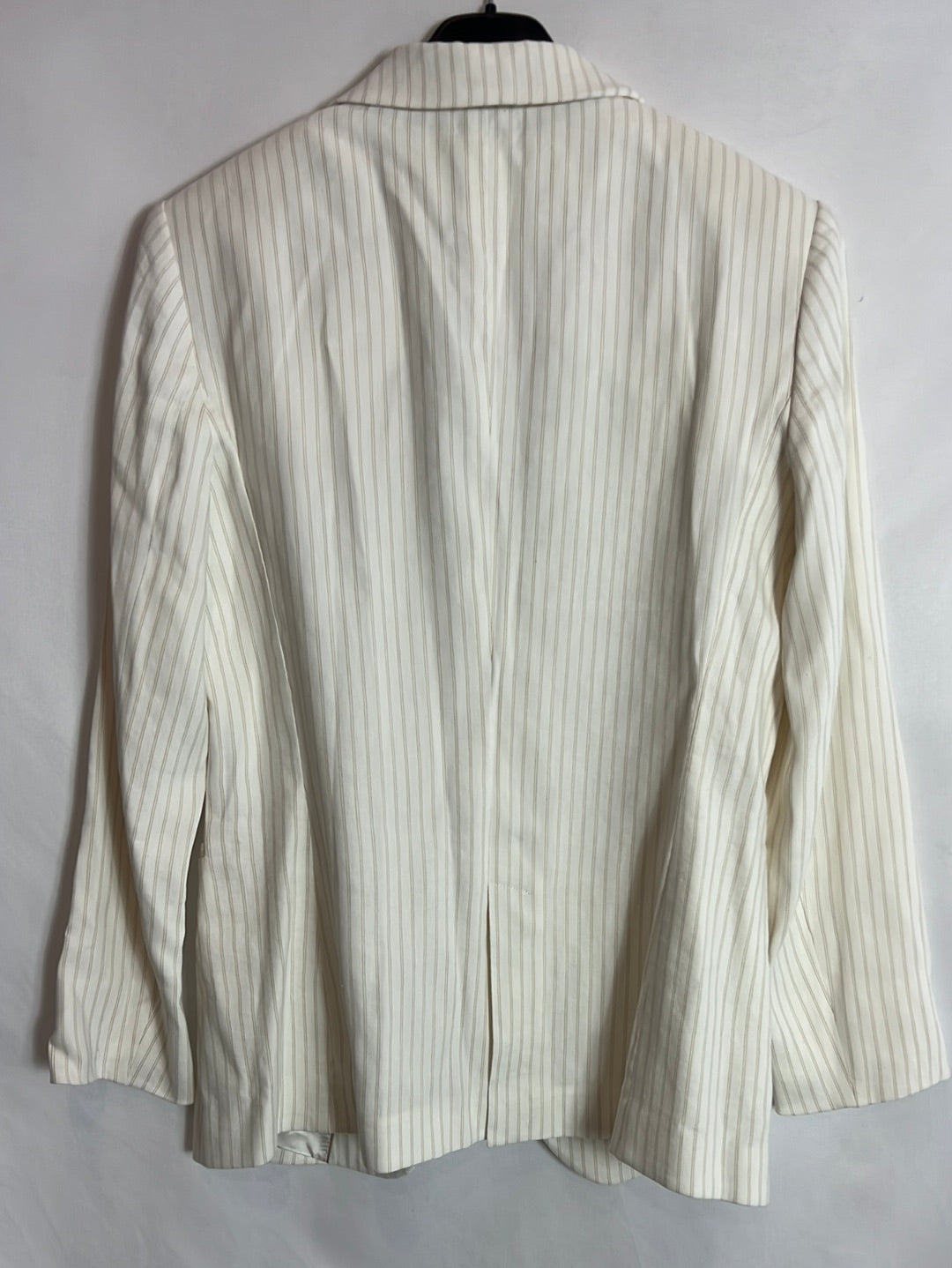 MASSIMO DUTTI. Blazer efecto lino blanca rayas. T 36