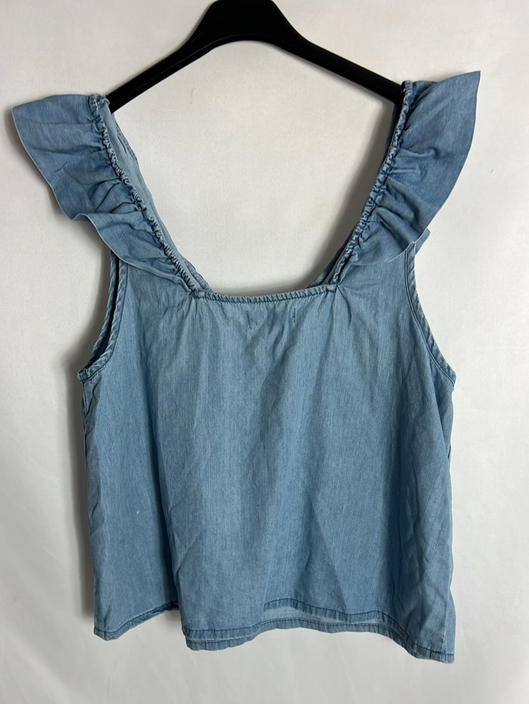 SPRINGFIELD. Ruffled denim top. T 40