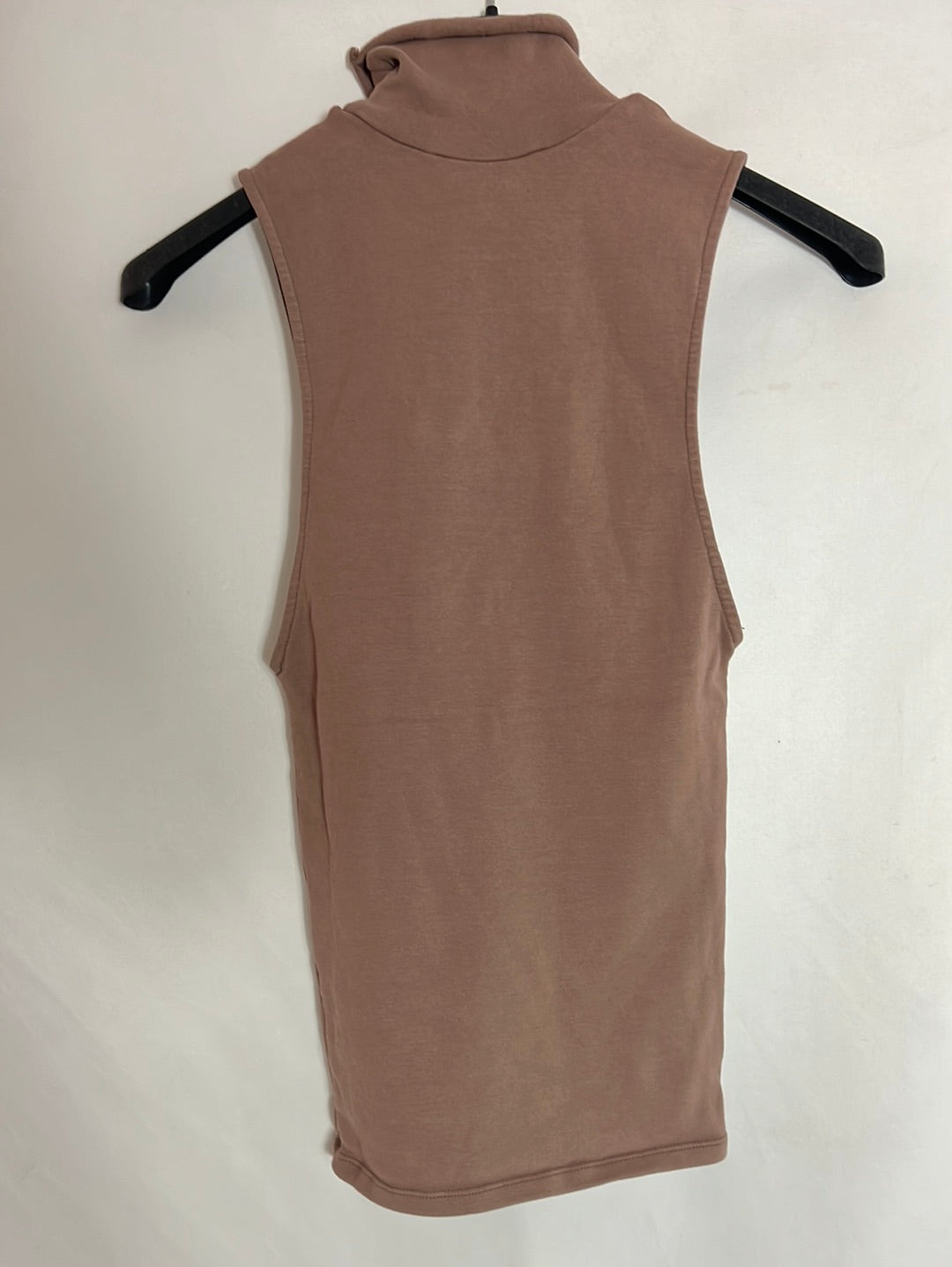 ZARA. Top cuello alto algodón marrón. T S