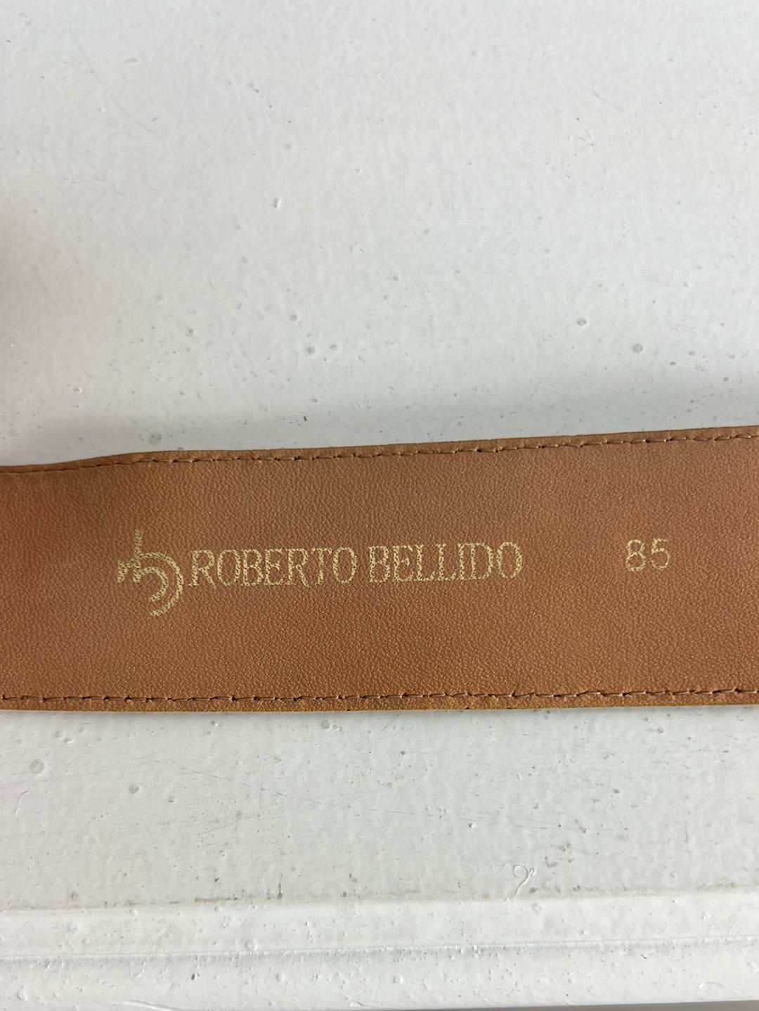 ROBERTO BELLIDO. Cinturón piel bicolor. T 85