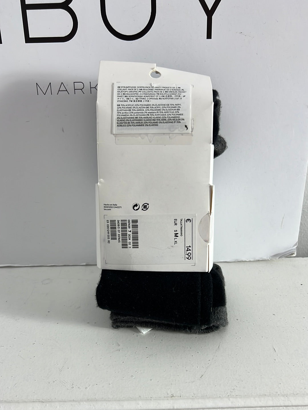 H&M. Pack leotardos finos negros y grises. T M