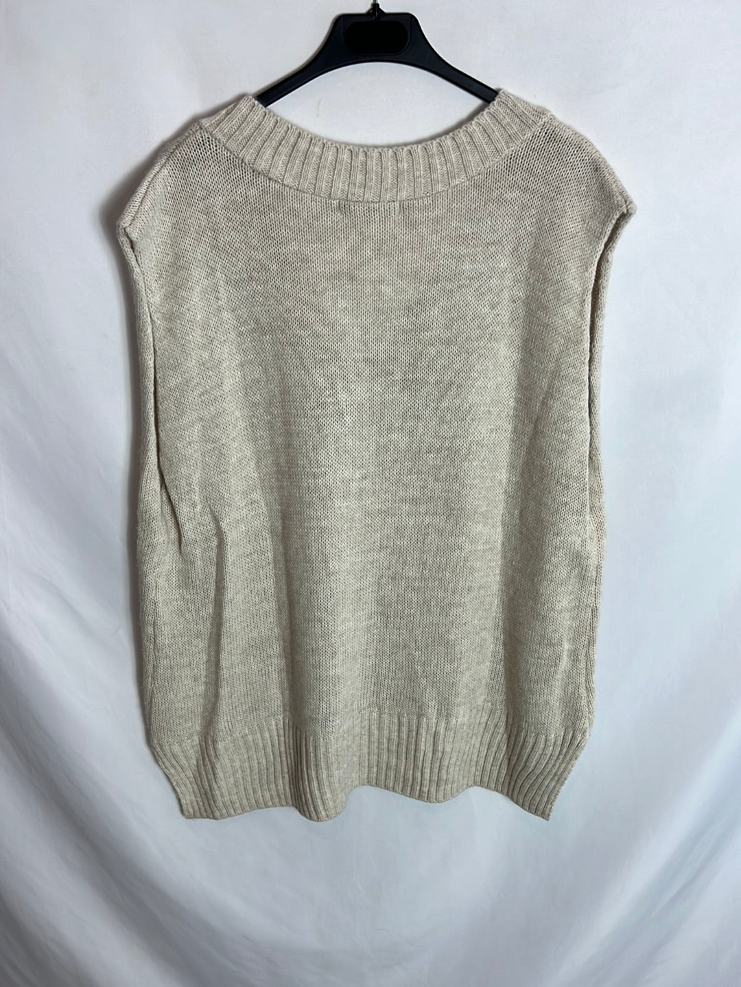 OTRAS. Chaleco oversized beige. T.u(m)