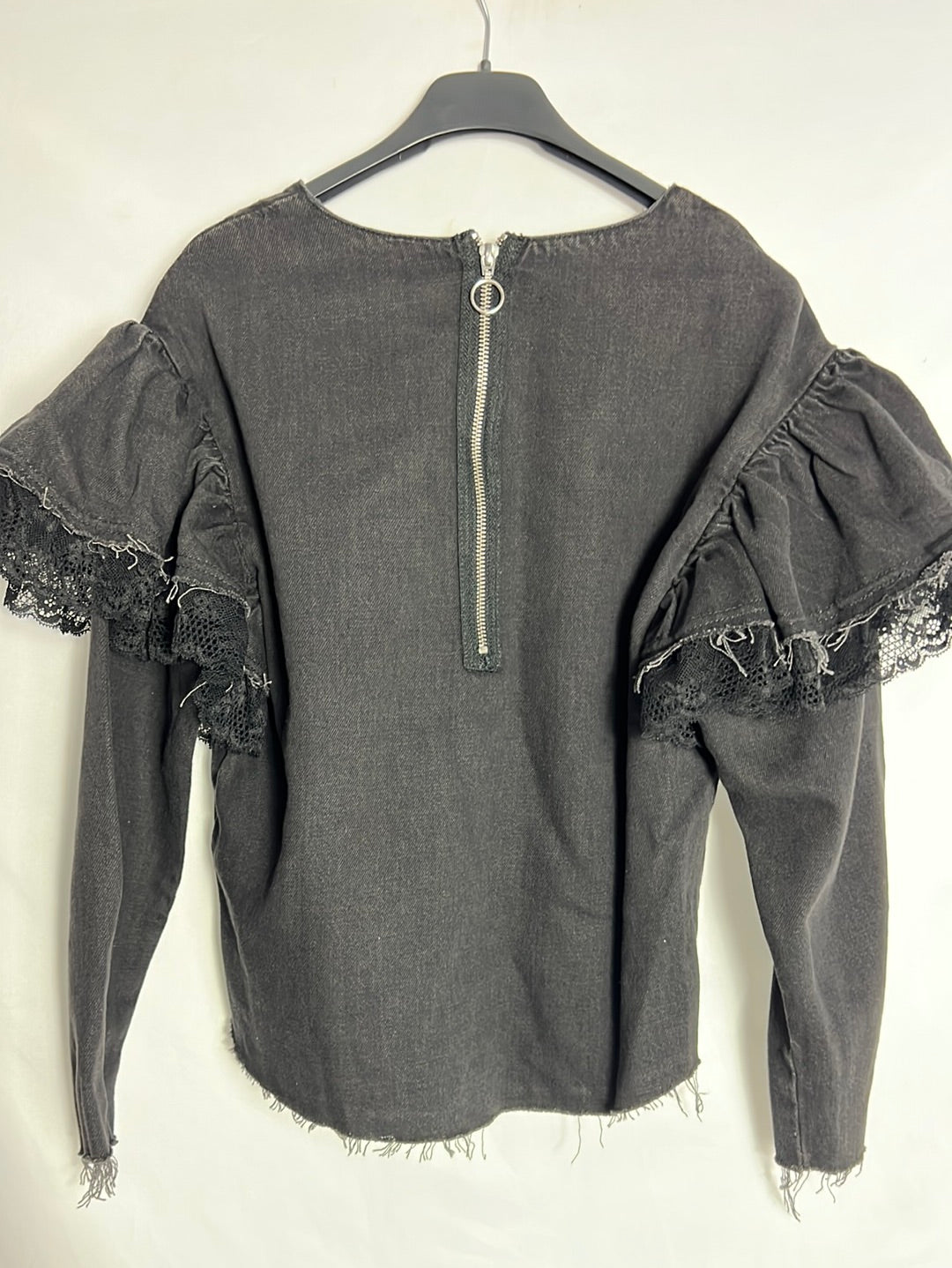 ZARA.black denim top T.xs