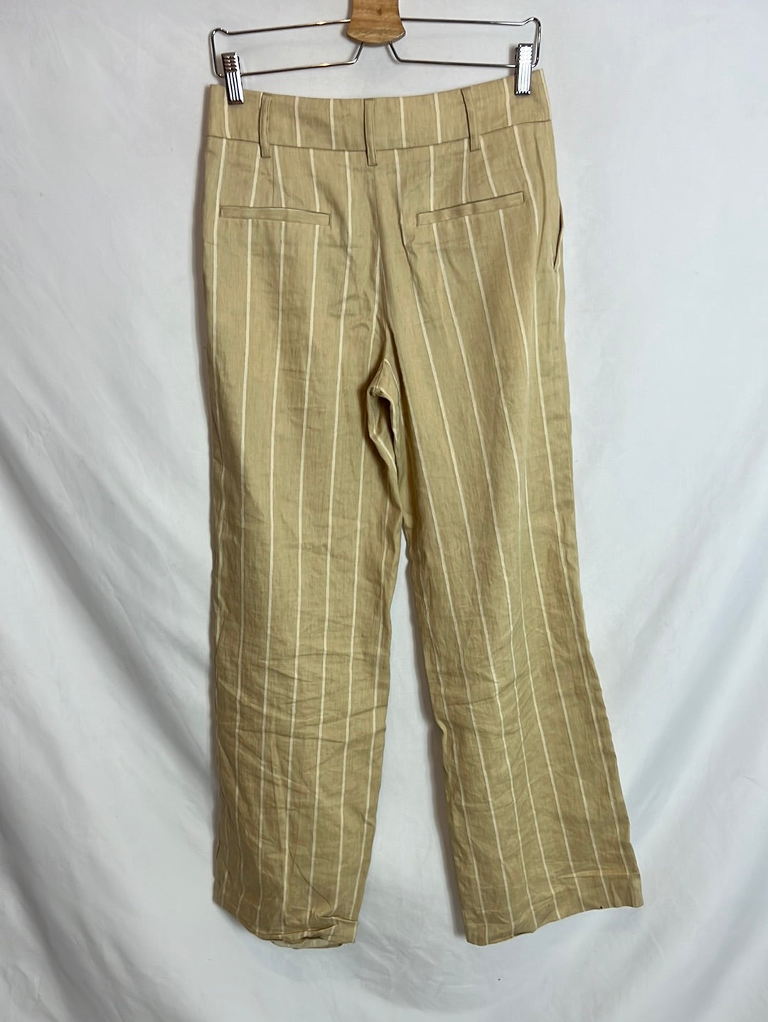 SEZANE. Pantalón beige rayas T.36