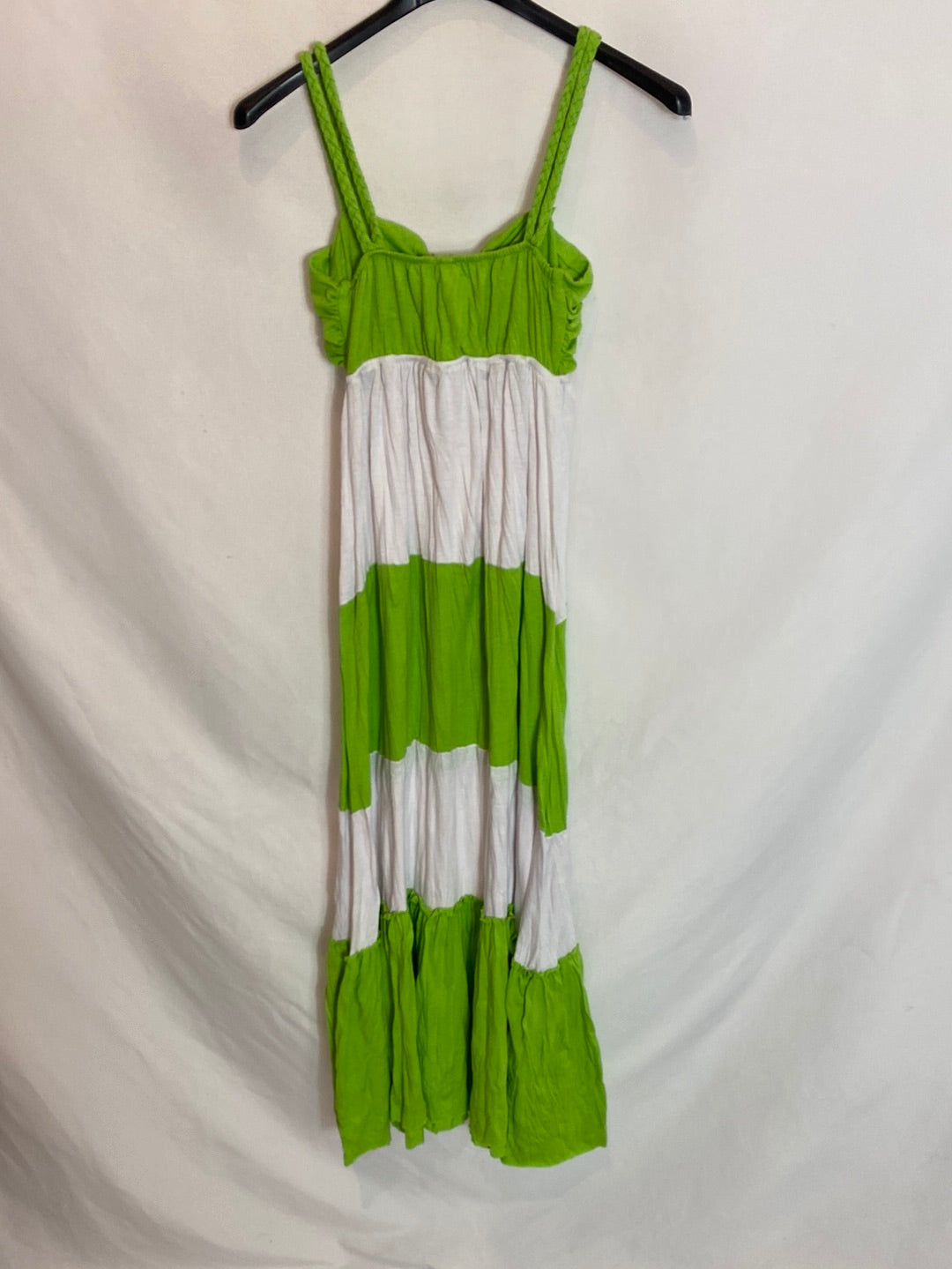 OTHERS. White midi dress with green straps. TS