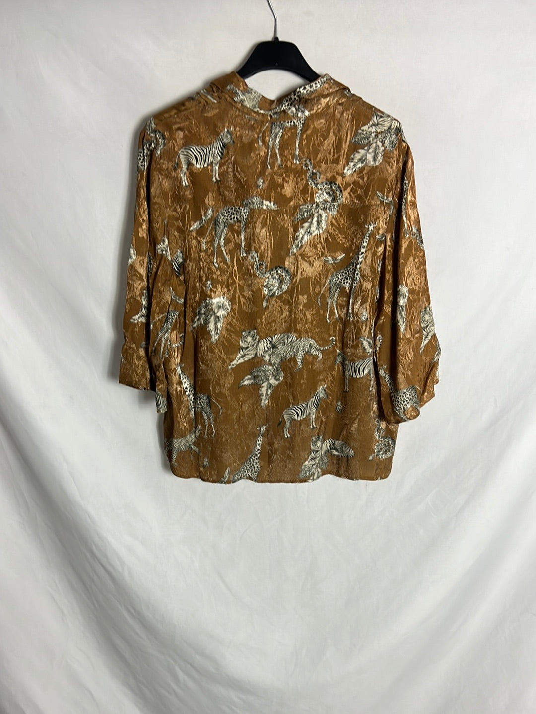MANGO. Safari print satin blouse. T.S.