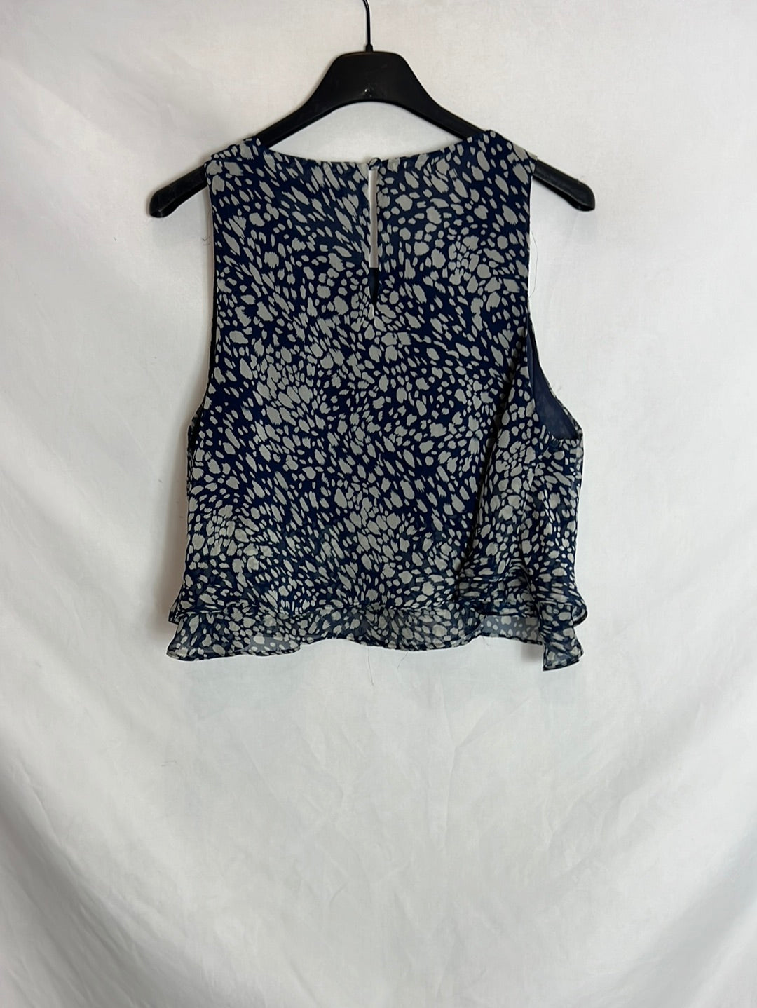 LM. Top corto azul fluido estampado. T S