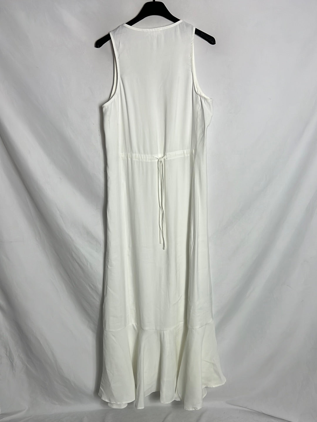 MANGO. Vestido largo camisero volante. T S