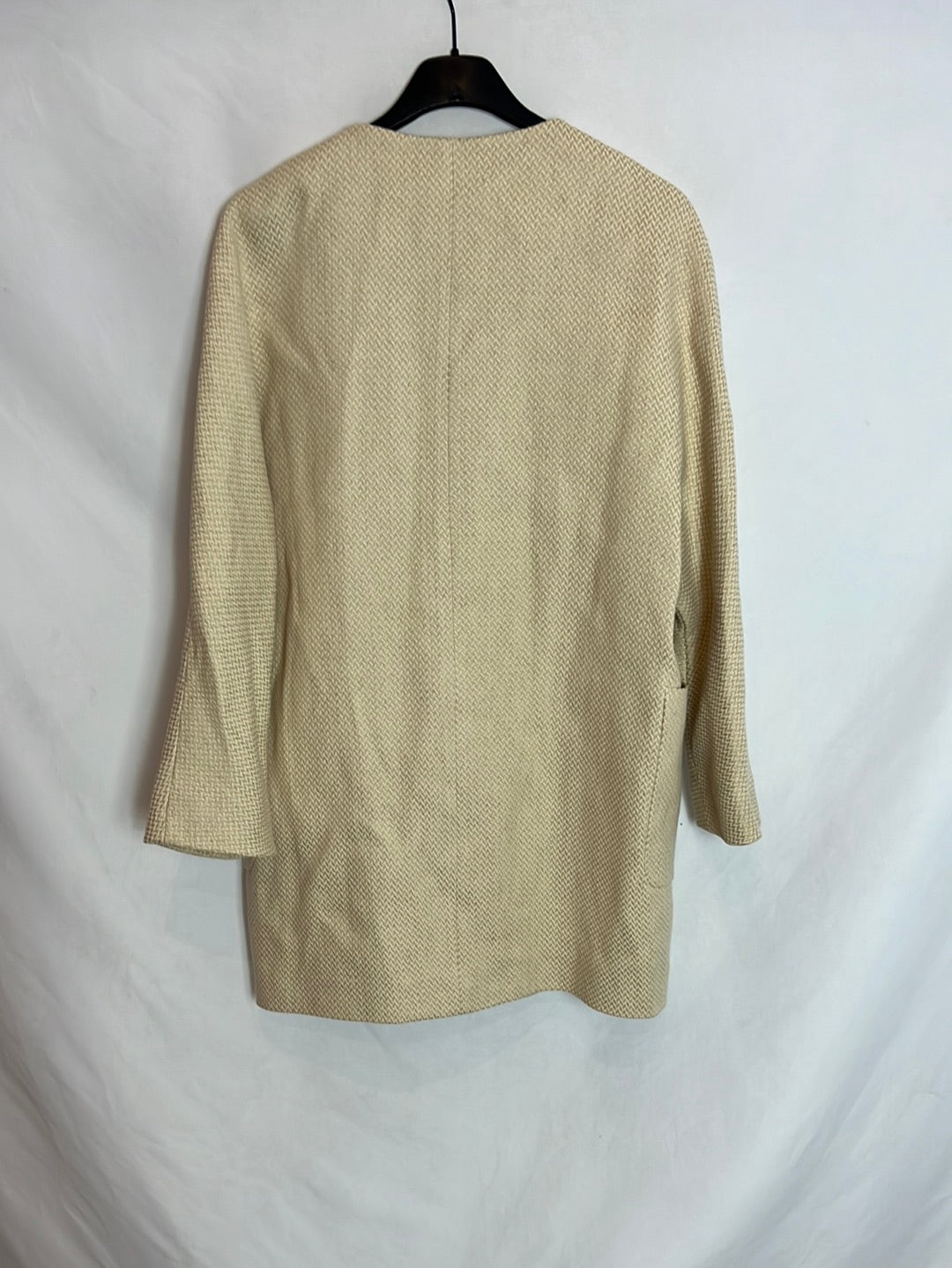 MASSIMO DUTTI. Abrigo/chaqueta fino beige textura. T S