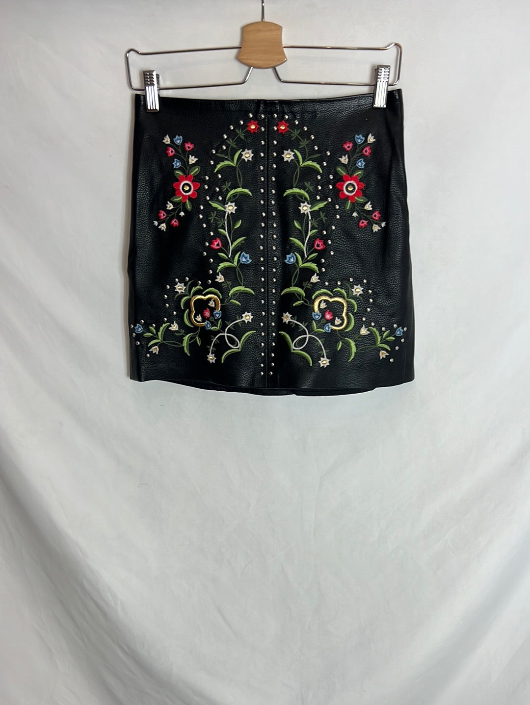 Falda negro efecto piel T S – Hibuy market